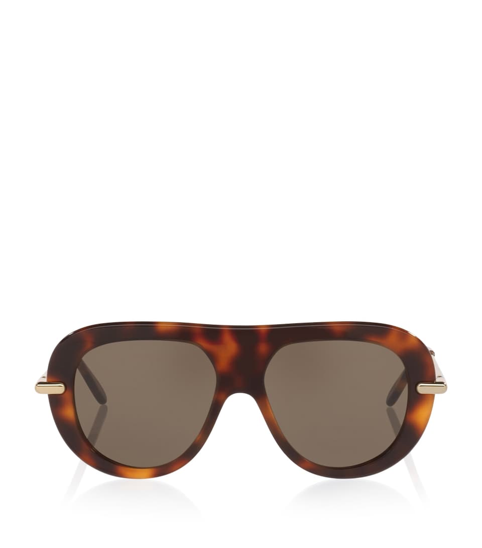 LOEWE Tortoiseshell Slim Pilot Sunglasses Brown