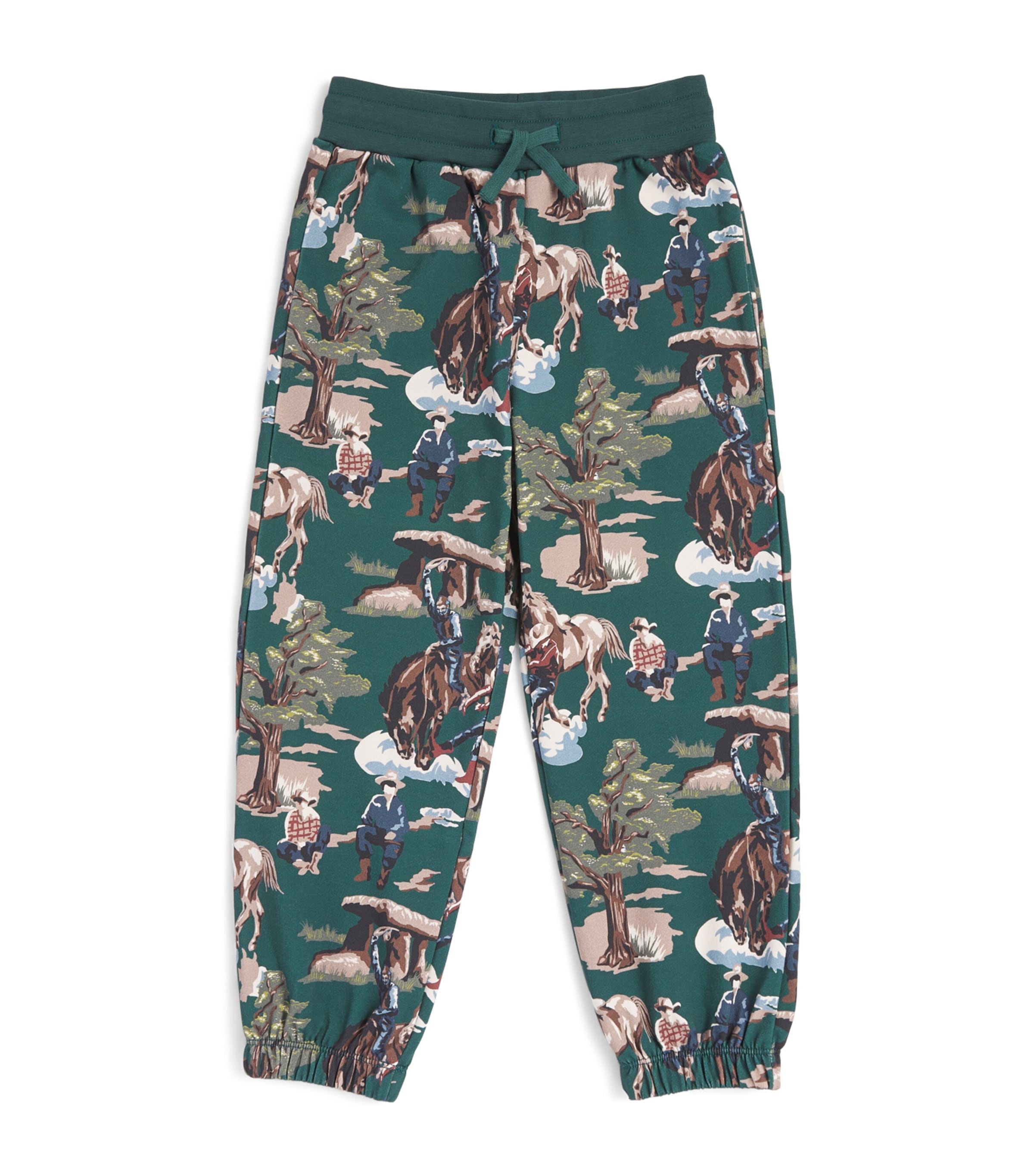Stella McCartney Kids Organic Cotton Horse Print Sweatpants (3-14 Years) Verde/muliticolor