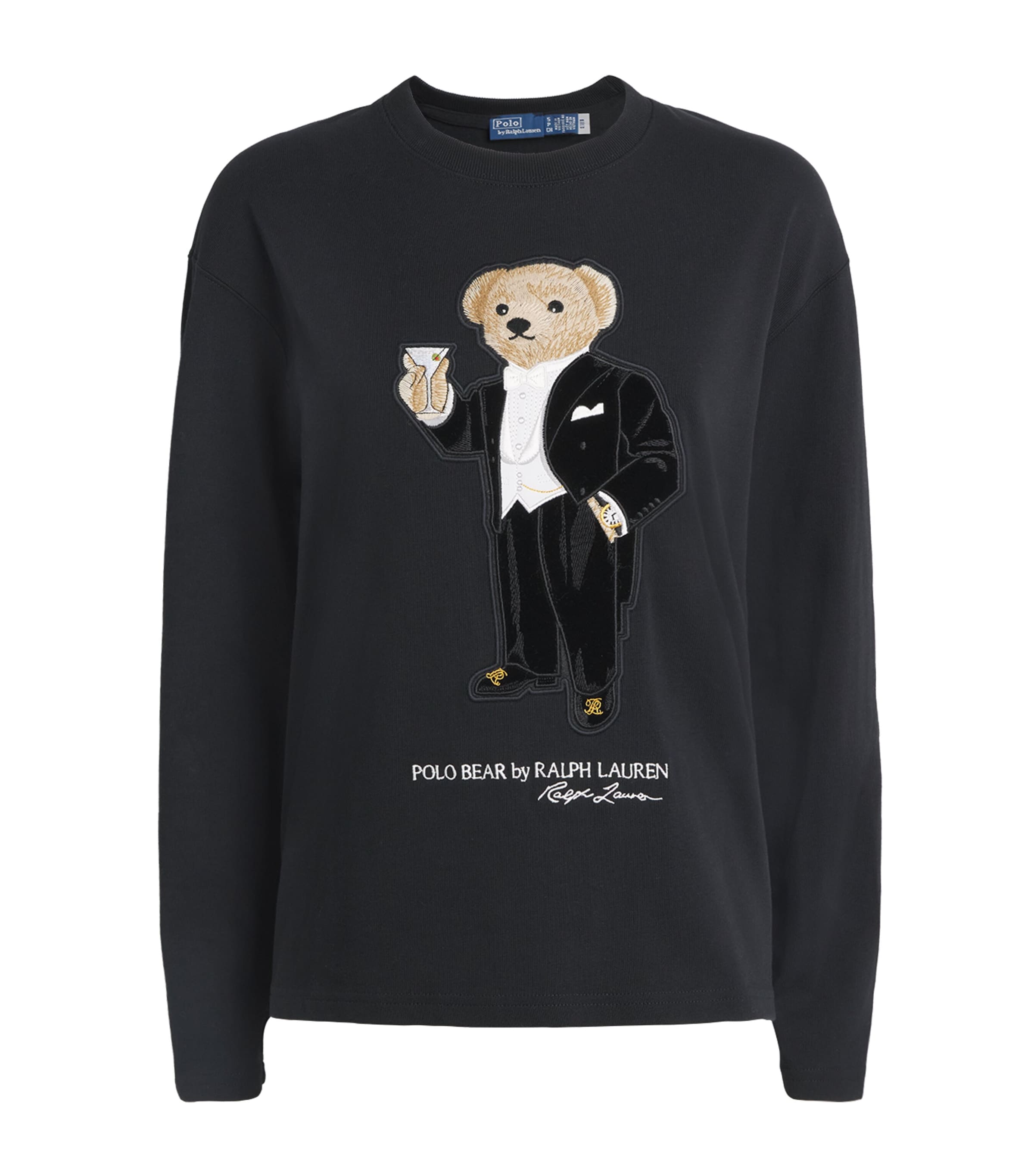 Polo Ralph Lauren Womens Cotton Polo Bear Long-Sleeve T-Shirt Polo Black