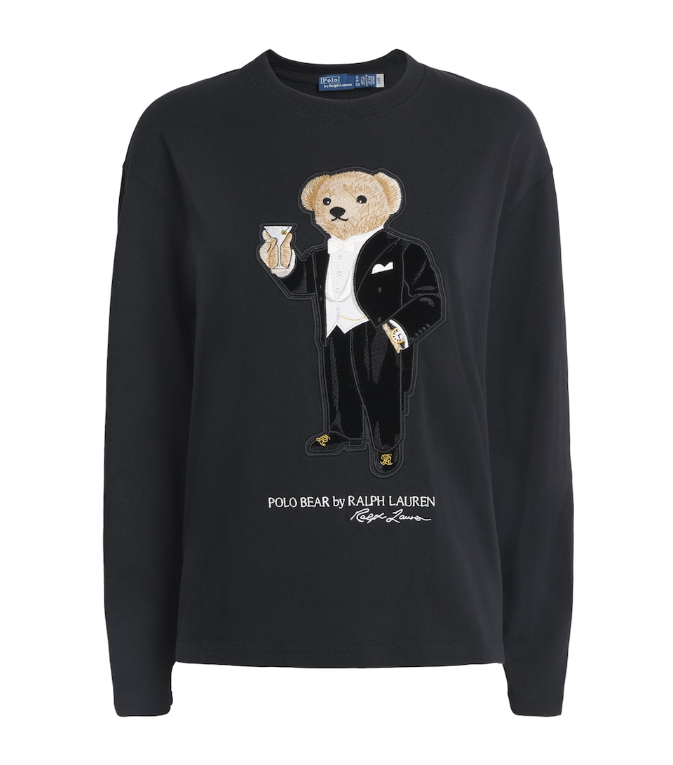 Polo Ralph Lauren Womens Cotton Polo Bear Long-Sleeve T-Shirt Polo Black