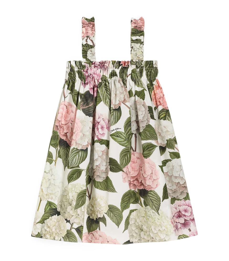 Dolce&Gabbana Kids Cotton Hydrangea Print Dress (8-12+ Years) Ortensie Fdo B