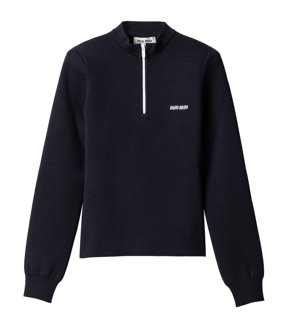 Miu Miu Womens Wool Half-Zip Sweatshirt