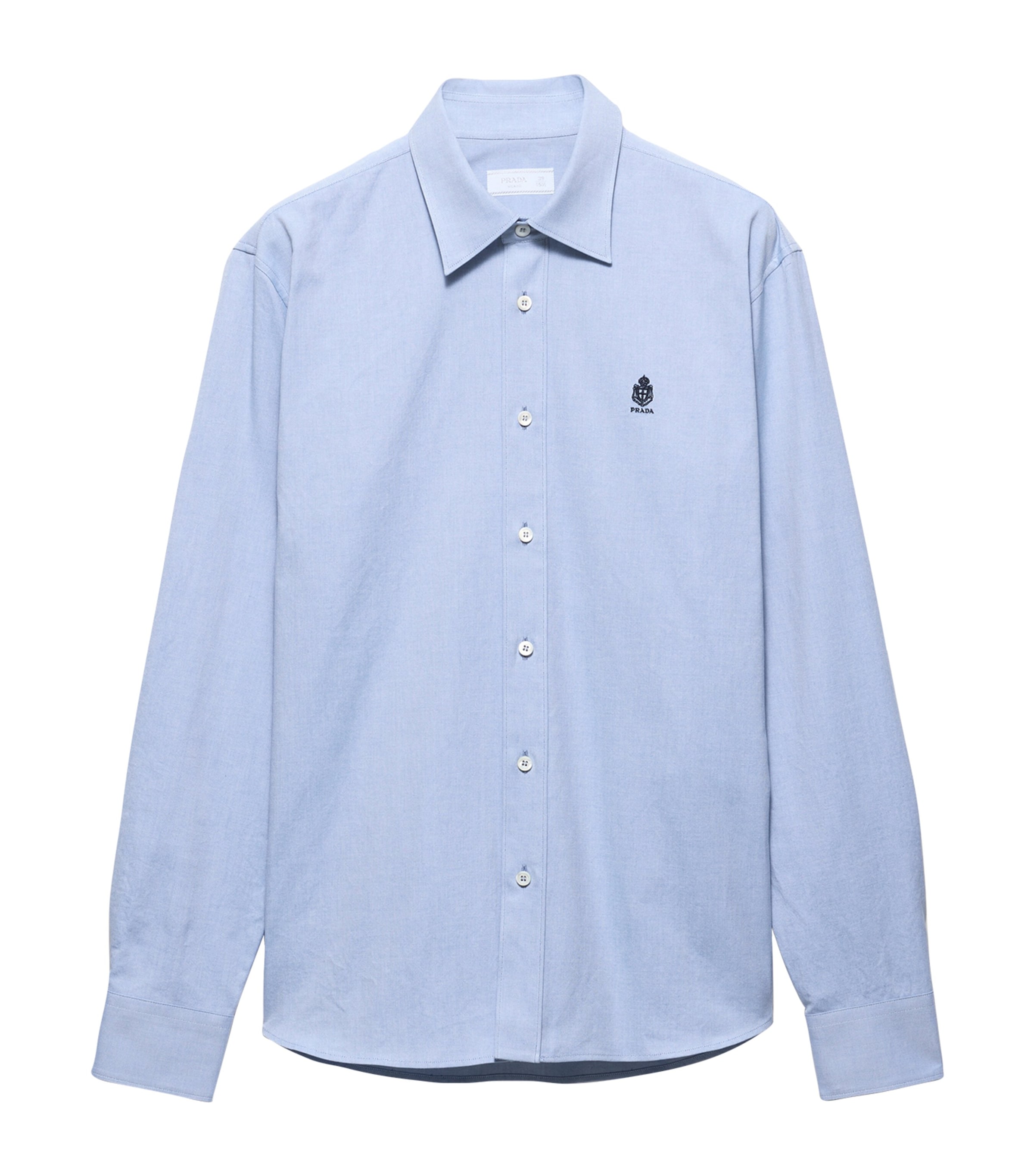 Prada Mens Cotton Crest Shirt Light Blue