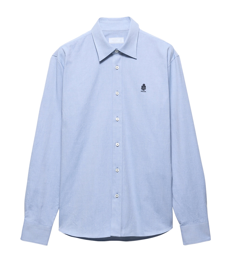 Prada Mens Cotton Crest Shirt Light Blue