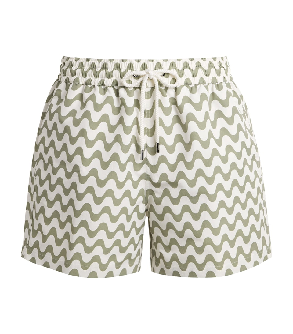 Frescobol Carioca Mens Printed Rio Swim Shorts Palm Green
