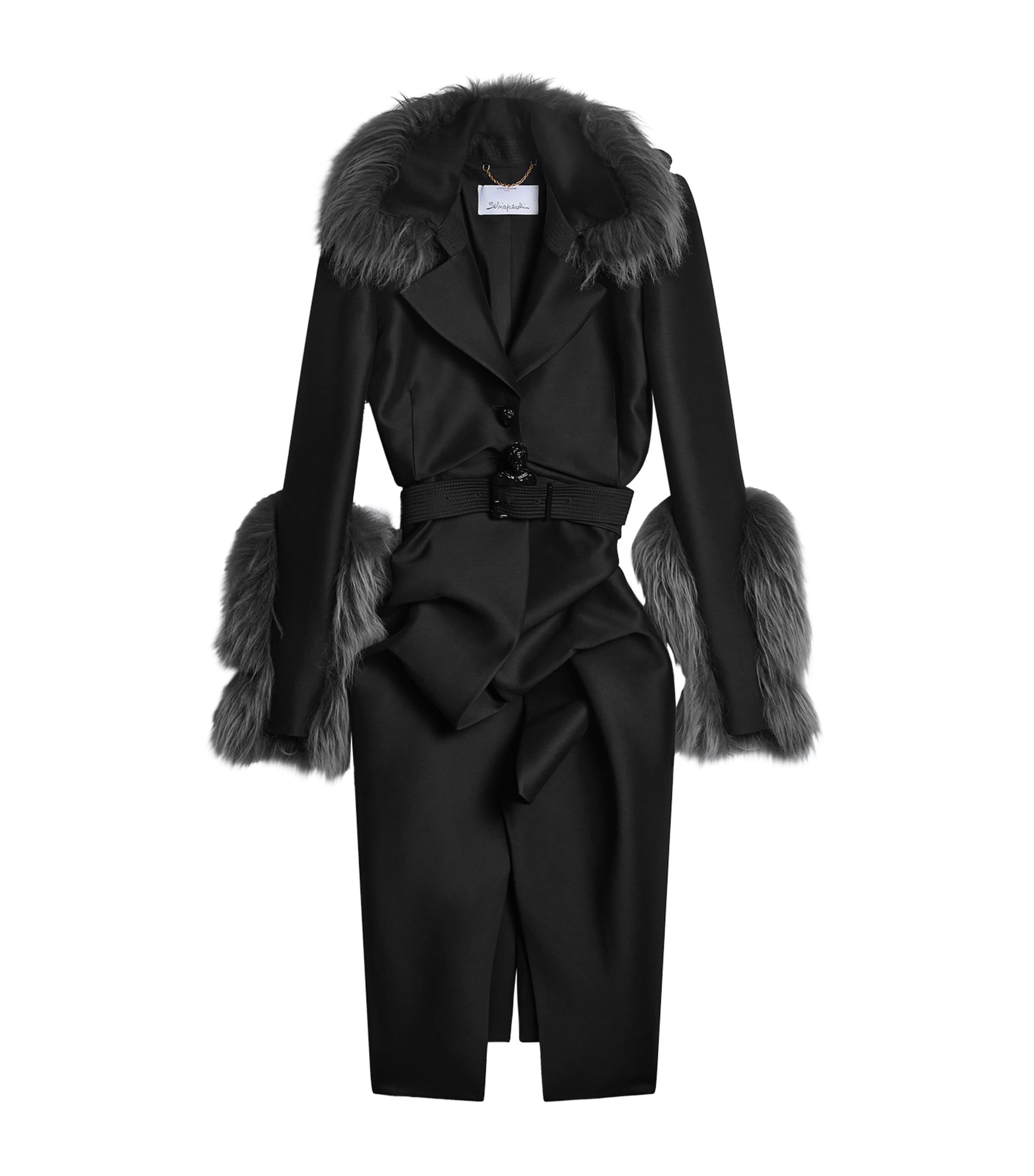Schiaparelli Womens Wool-Silk Belted Demi-Lune Trench Coat Nude