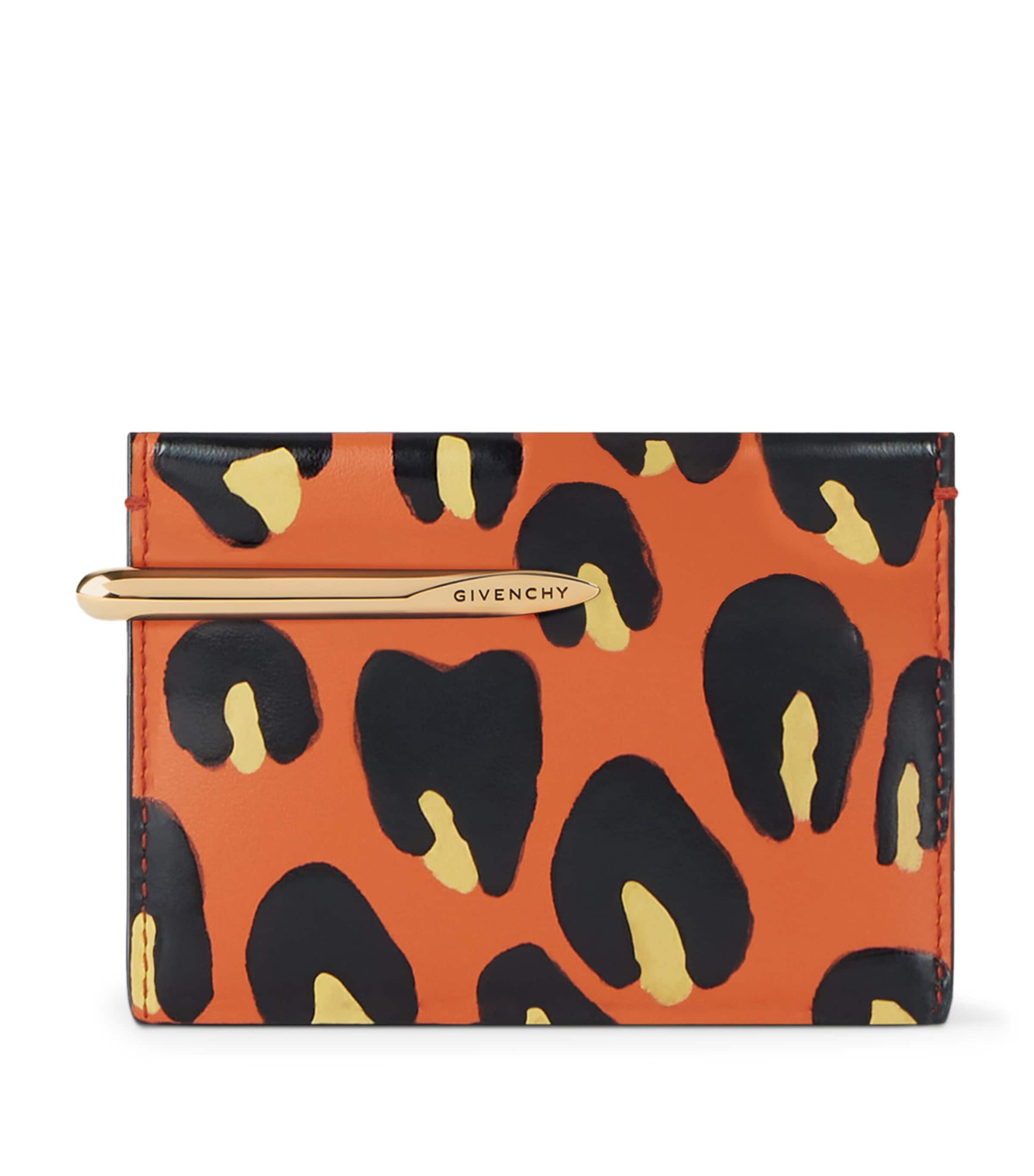 Givenchy Leather Leopard Print Pinch Bifold Wallet