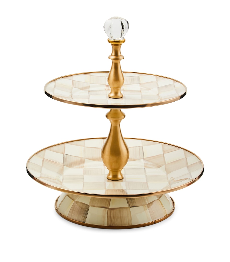 Mocha Check 2-Tier Cake Stand (28cm)