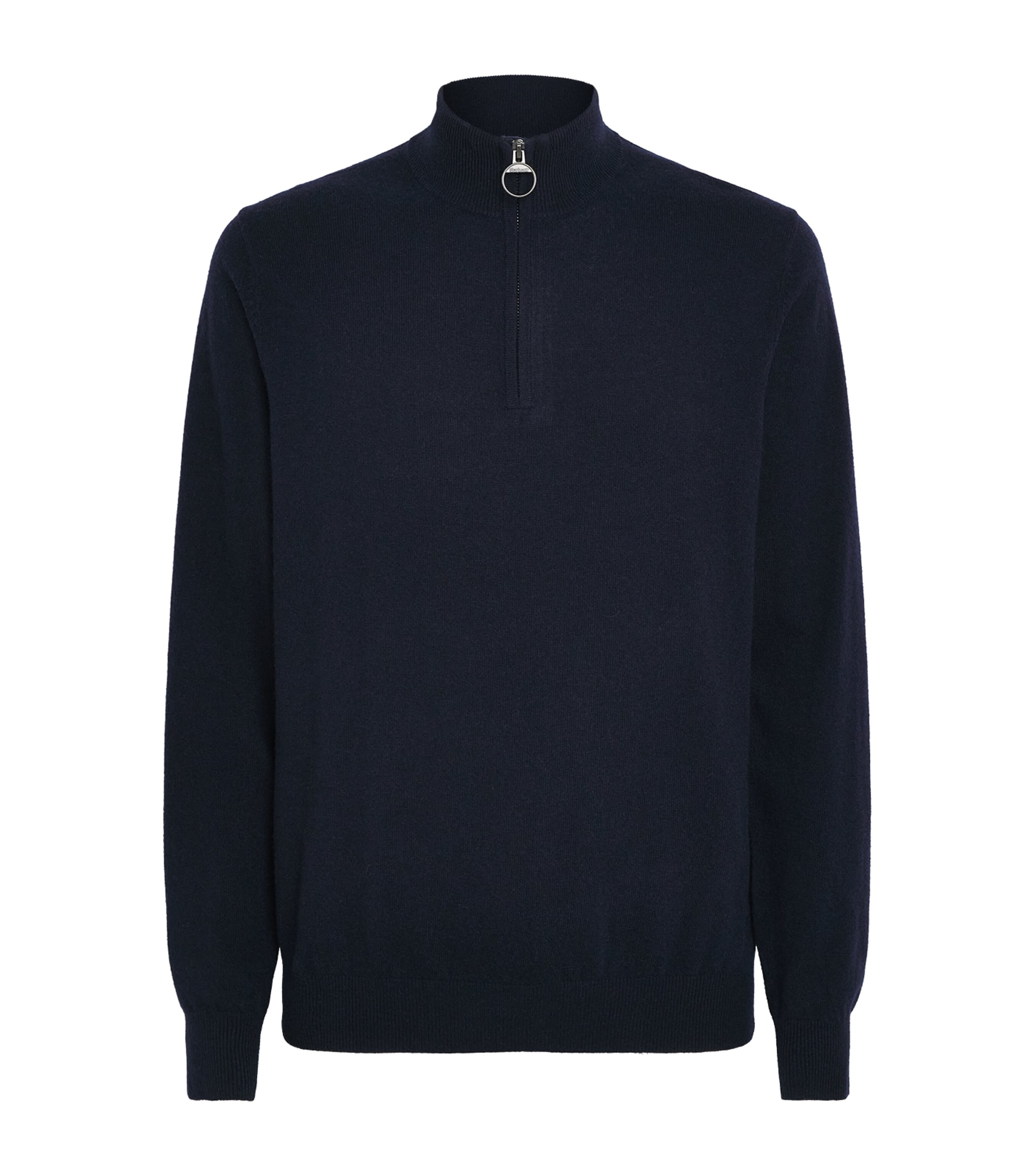 Barbour Mens Wool-Cashmere Ronson Quarter-Zip Sweater Navy