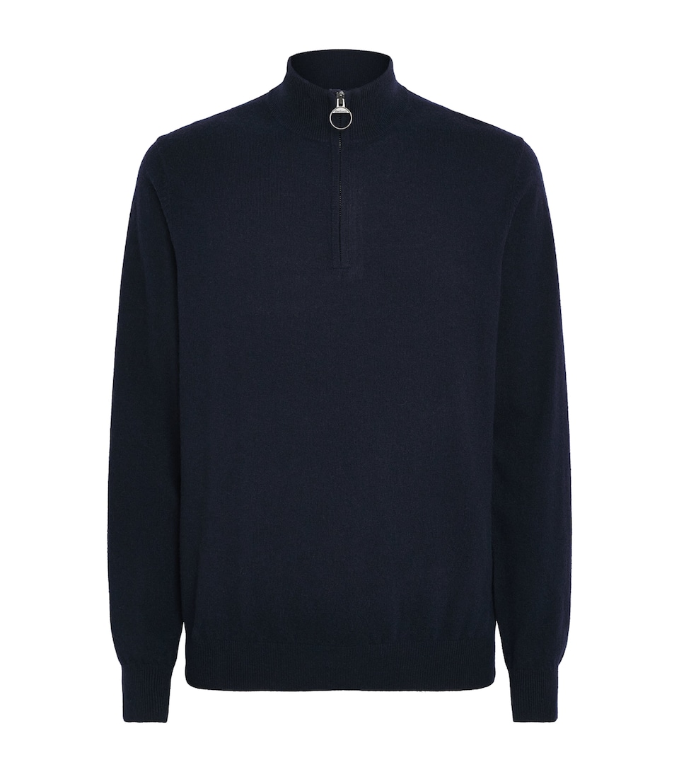 Barbour Mens Wool-Cashmere Ronson Quarter-Zip Sweater Navy