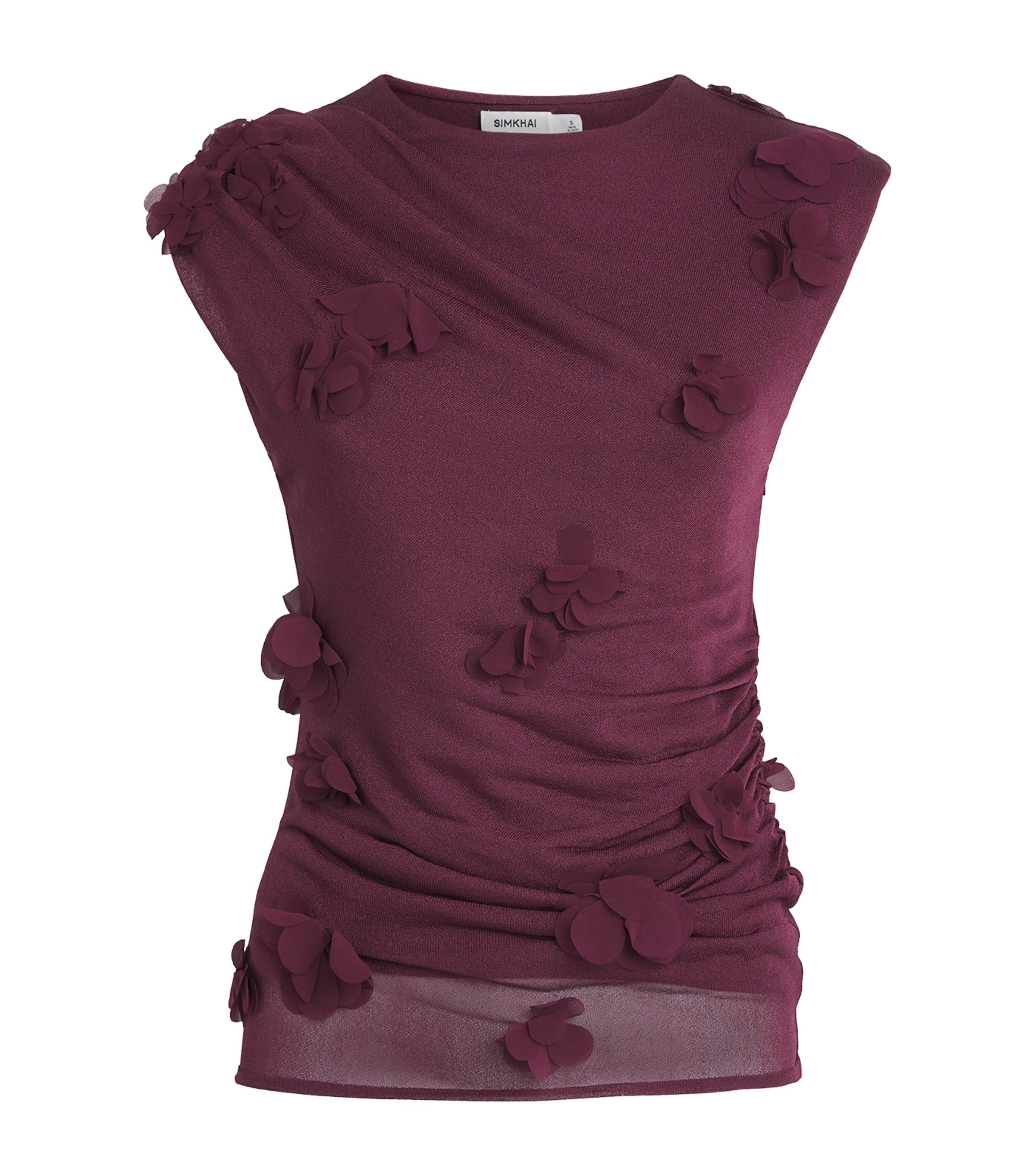 Simkhai Womens Floral Appliqué Tessa Top Fig