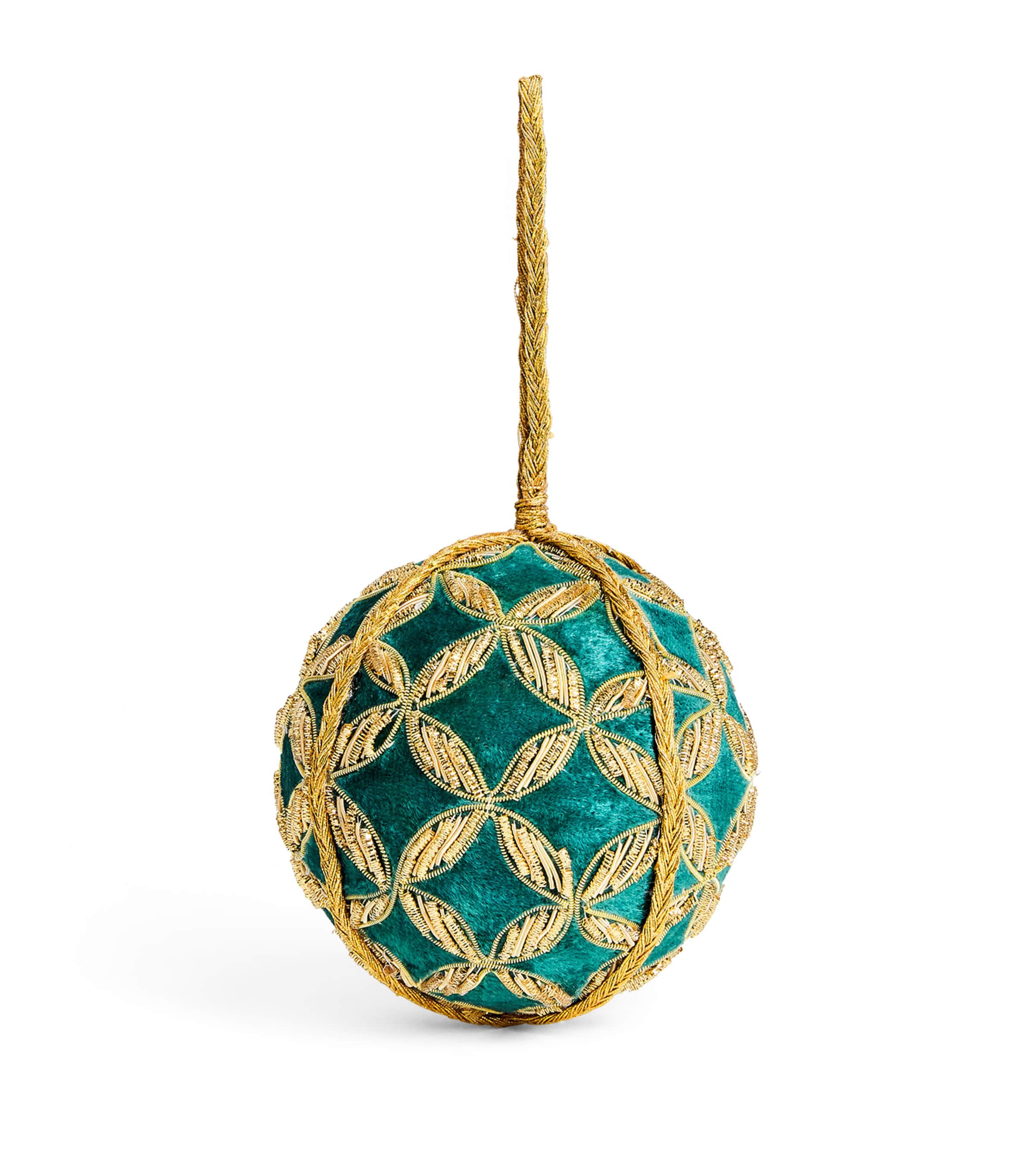 Harrods Velvet Embellished Bauble Turquoise/gold