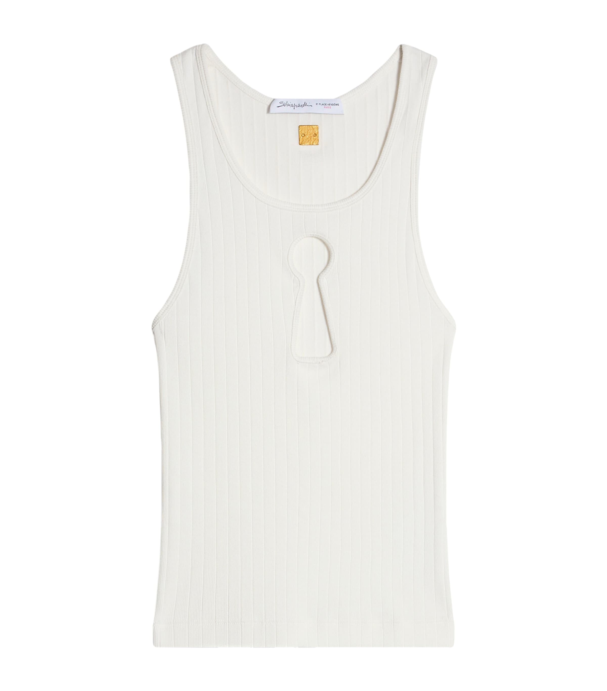 Schiaparelli Womens Cotton Keyhole Tank Top White