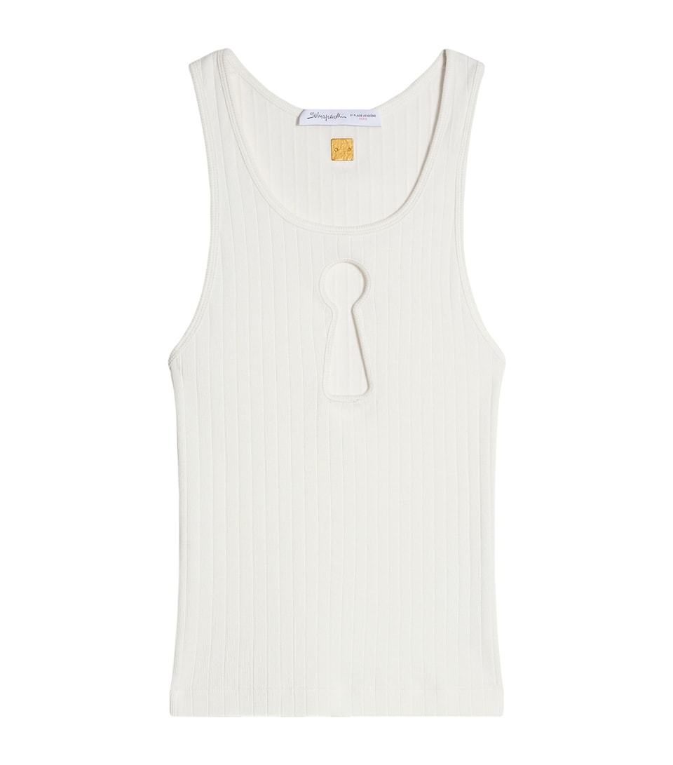Schiaparelli Womens Cotton Keyhole Tank Top White