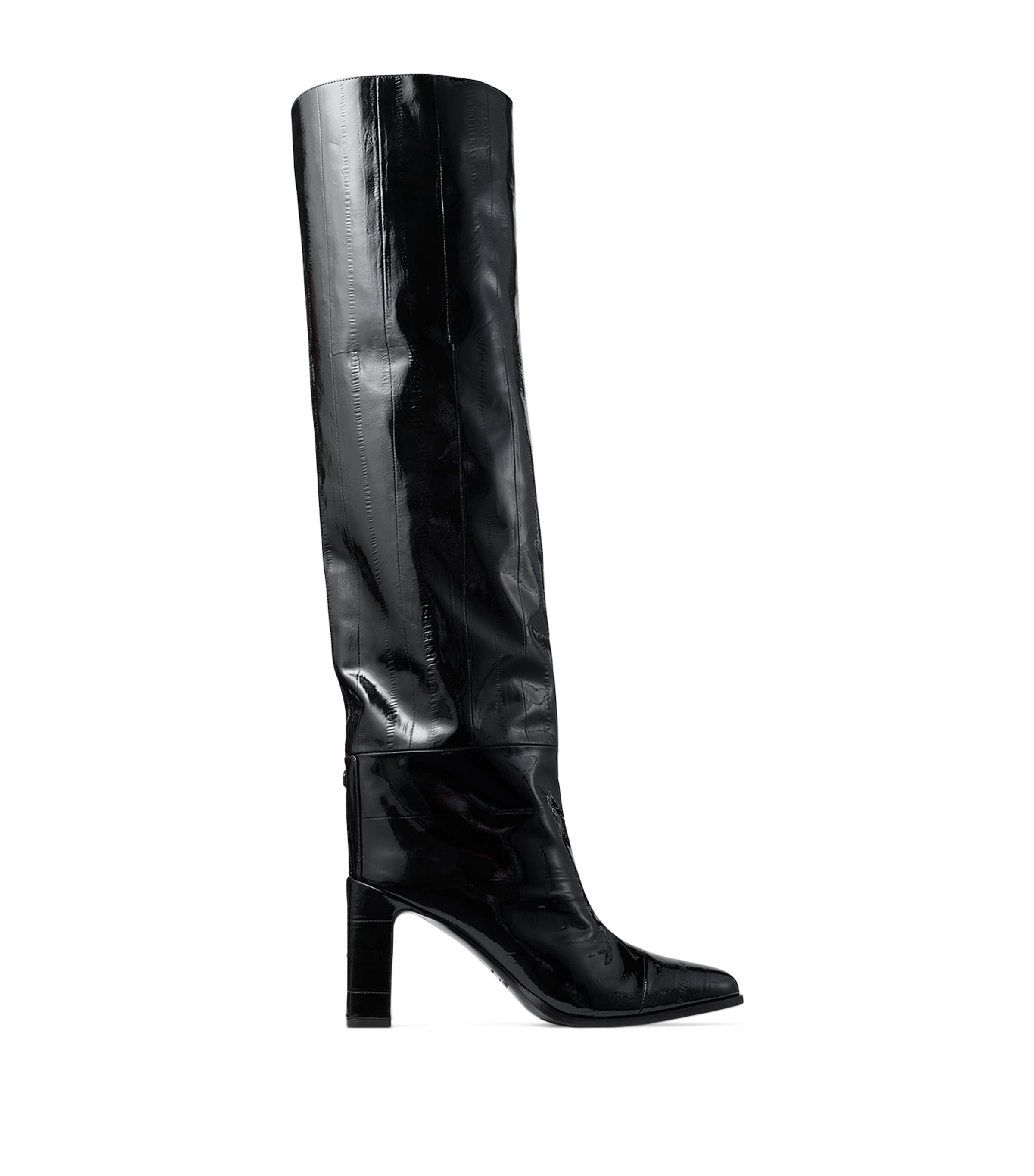 Jimmy Choo Caly 85 Leather Over-The-Knee Boots Black