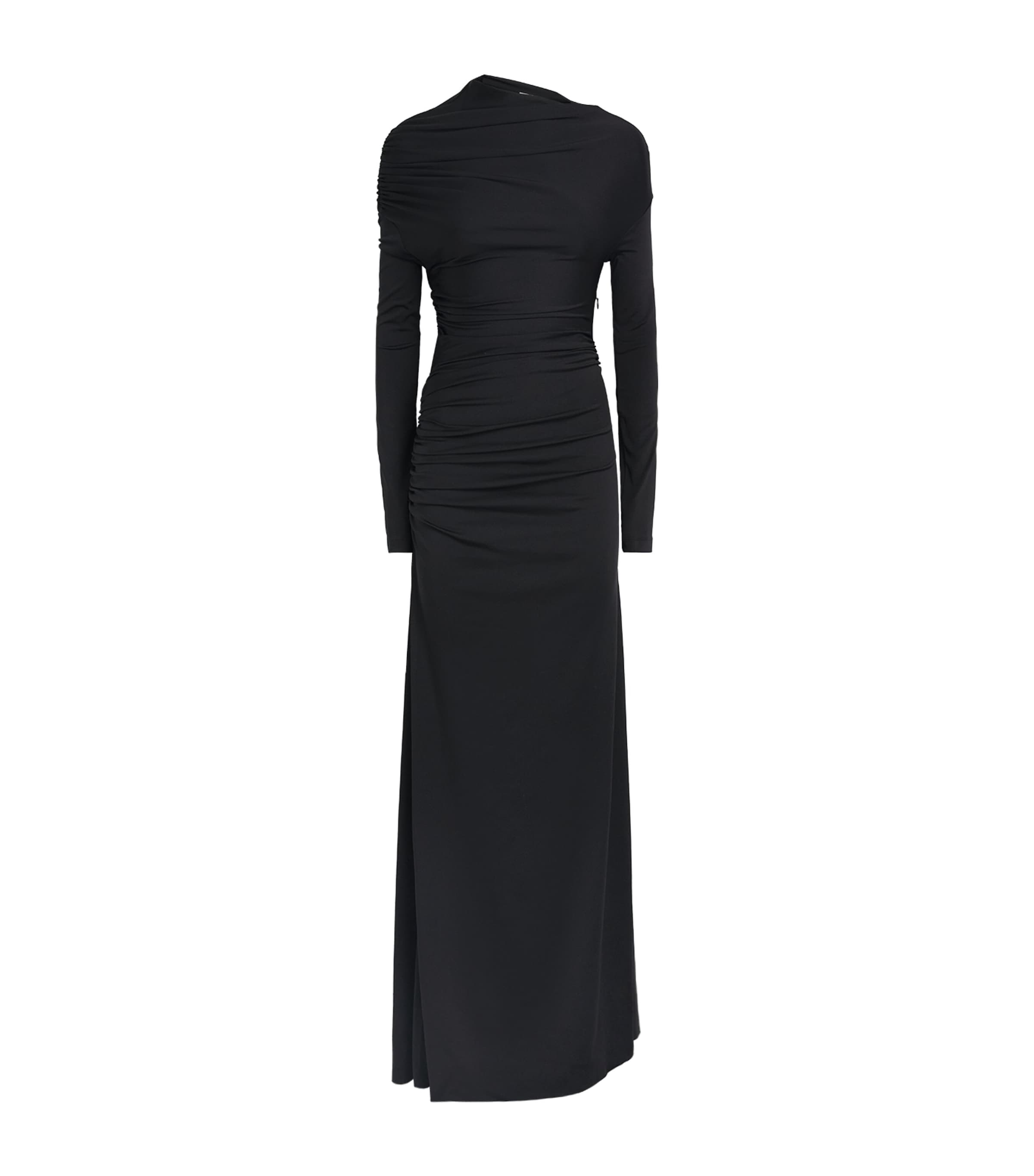 Victoria Beckham Womens Gathered Shoulder Drape Long-Sleeve Gown Black