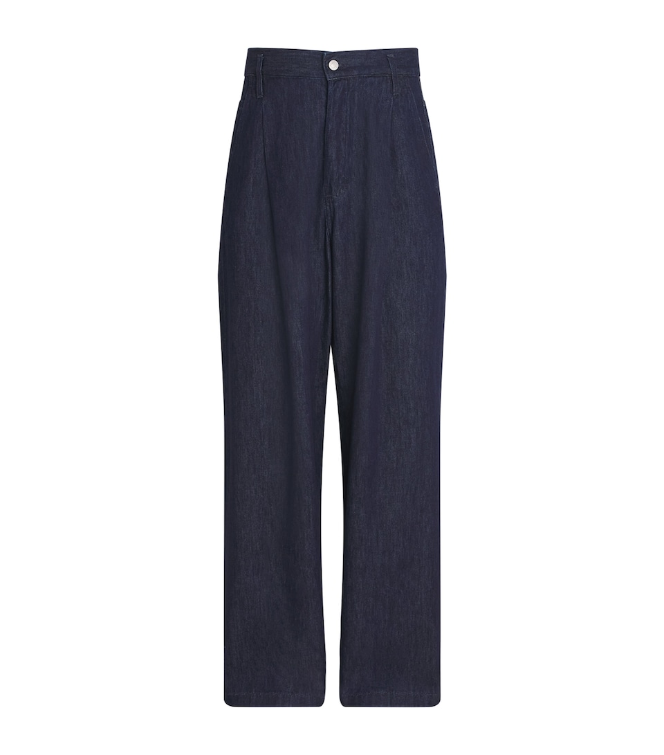 Pleated Wide-Leg Jeans