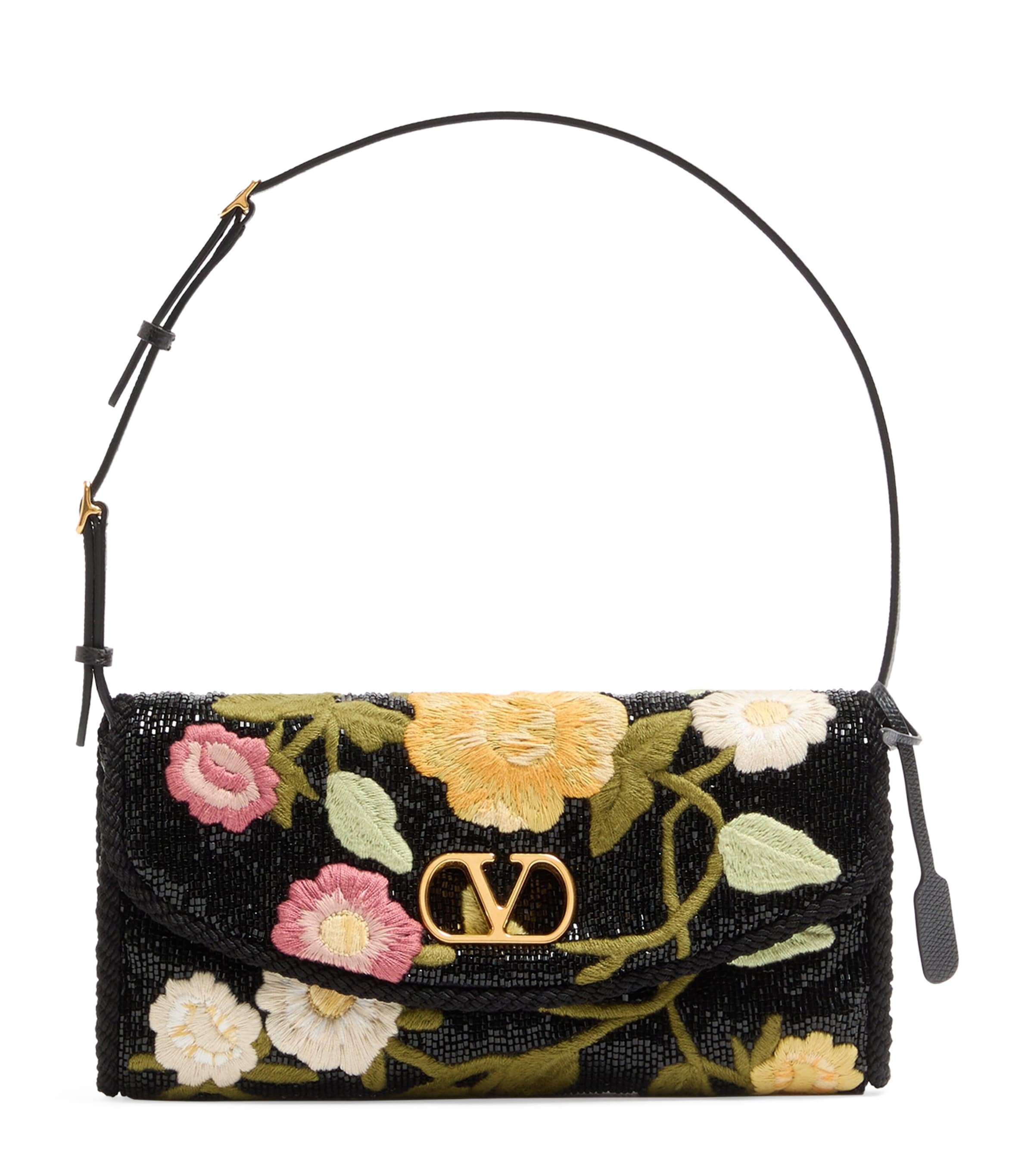 Embroidered-Floral DeVain Shoulder Bag