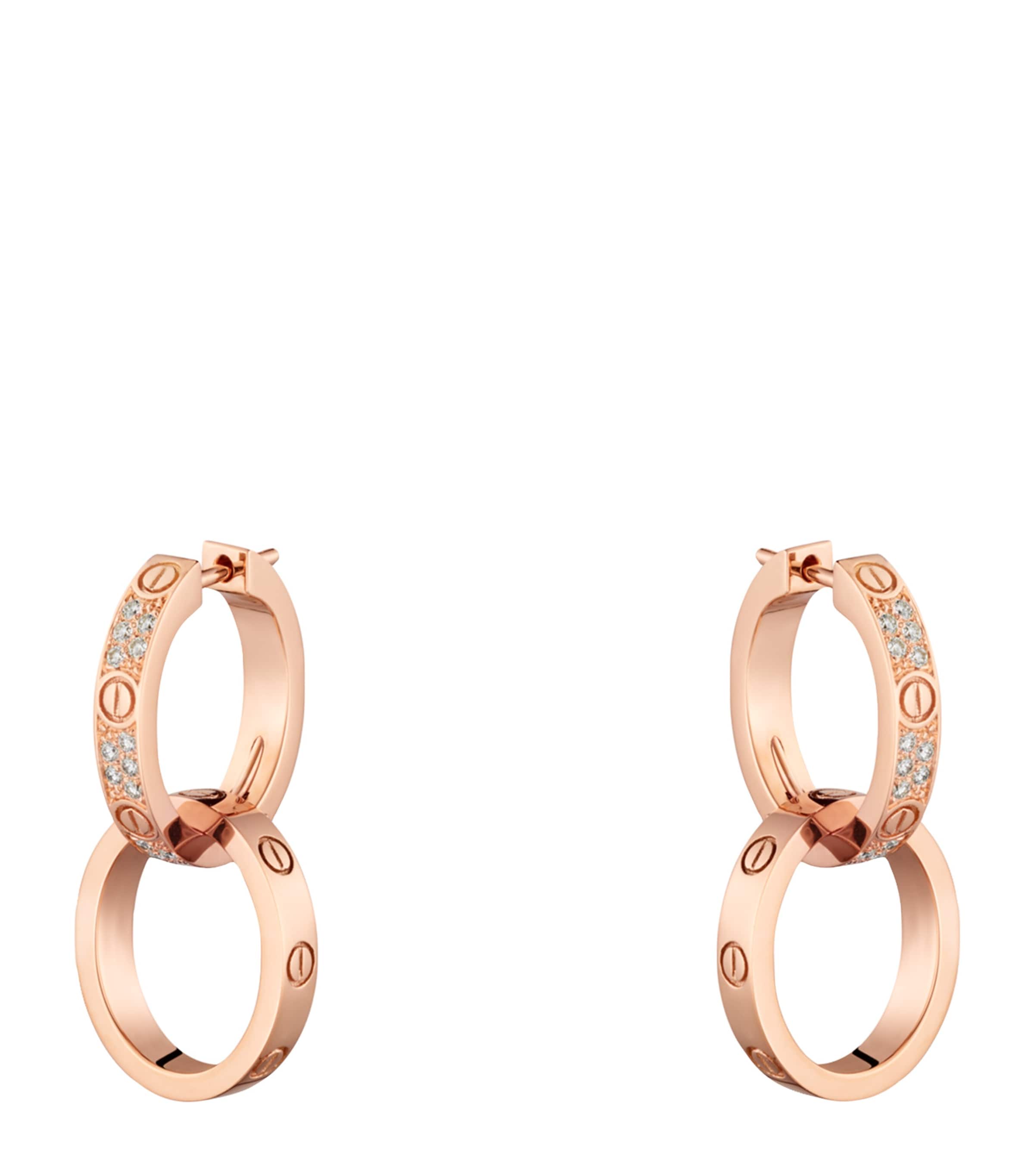 Cartier Rose Gold and Diamond LOVE Double Hoop Earrings Rose Gold