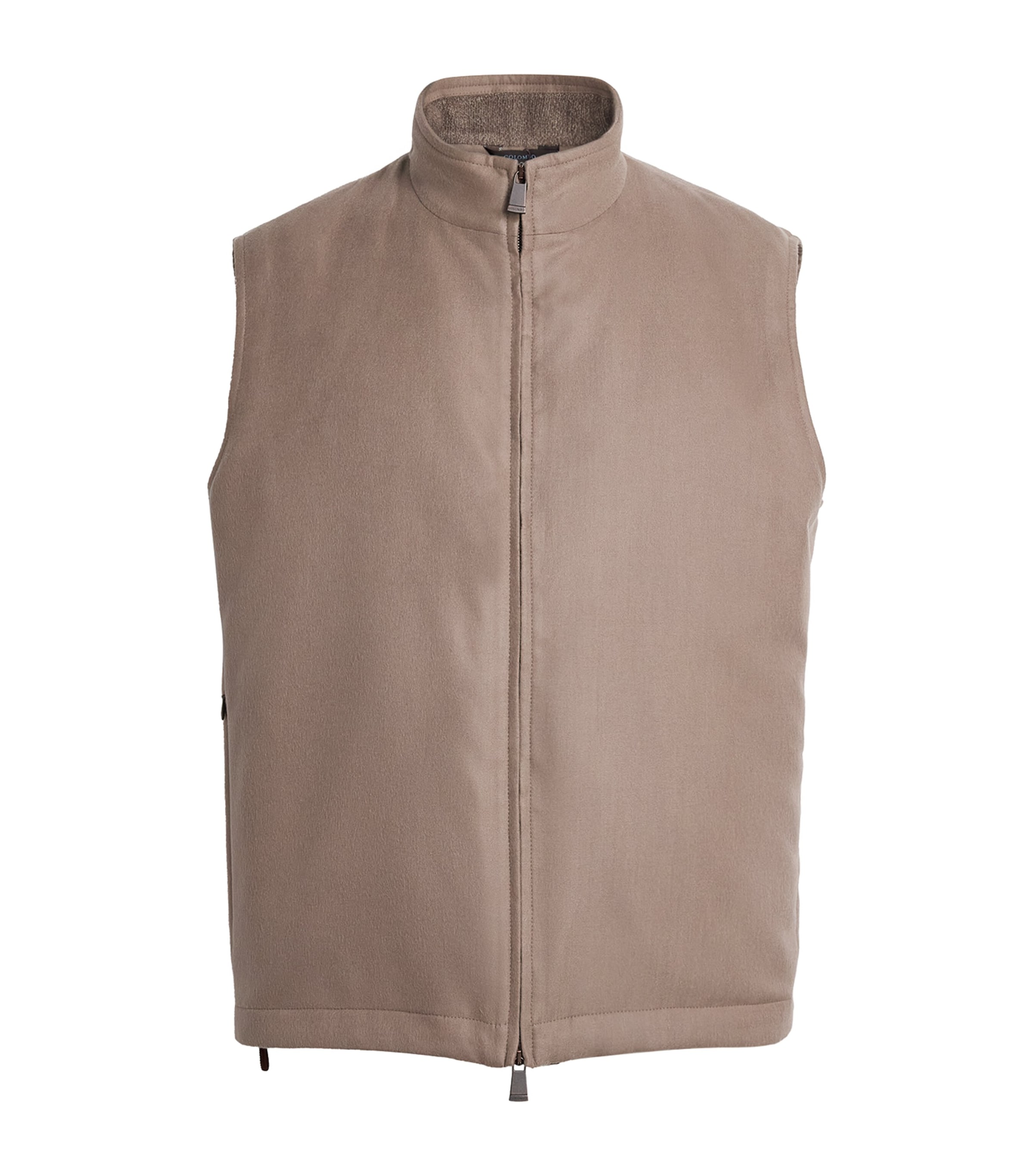 Colombo Mens Cashmere Leather Trim Gilet Brown