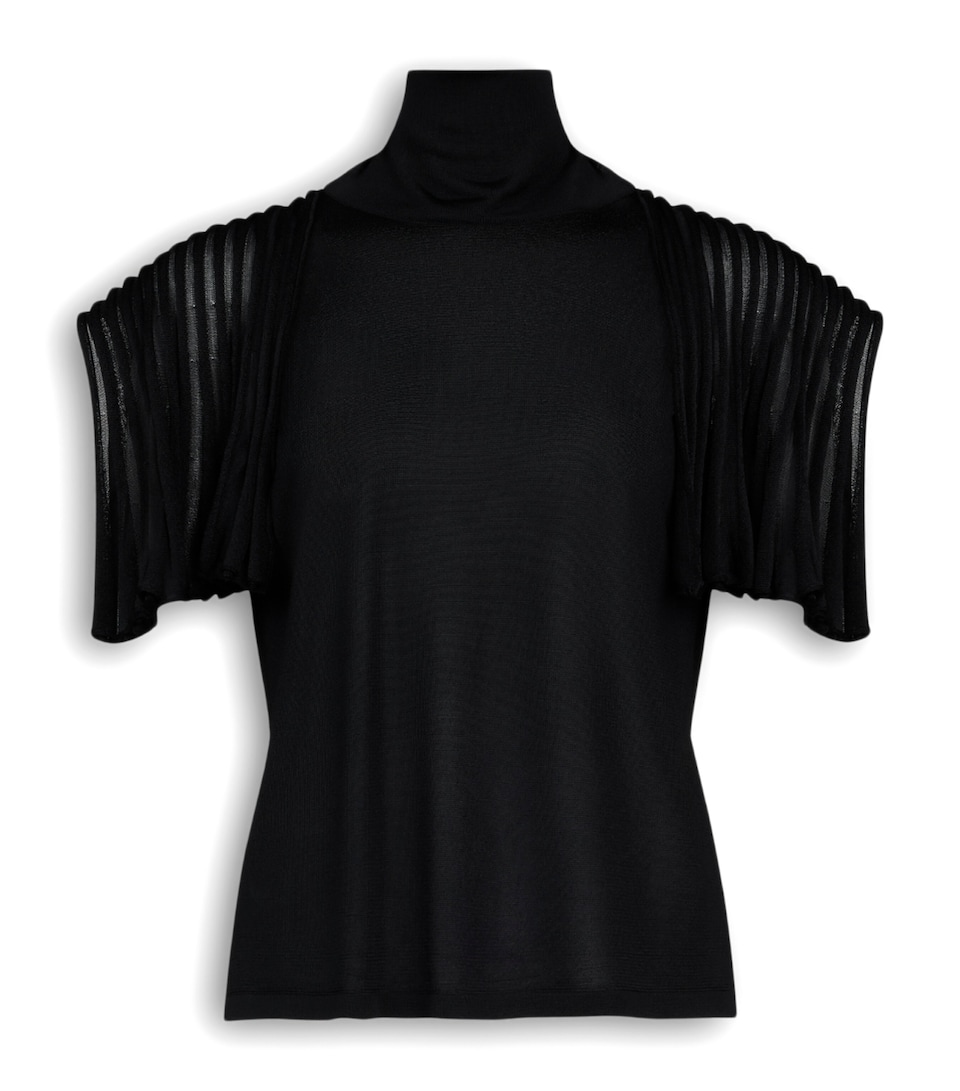 Alaïa Womens Leaf-Godet Top Noir Alaia