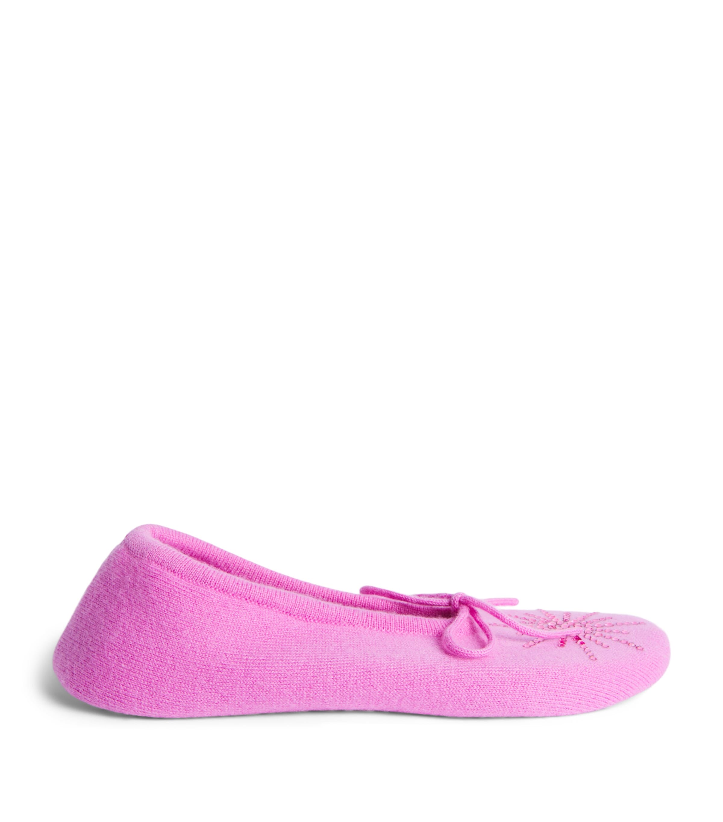 William Sharp Cashmere Crystal-Embellished Dolly Slippers Rose