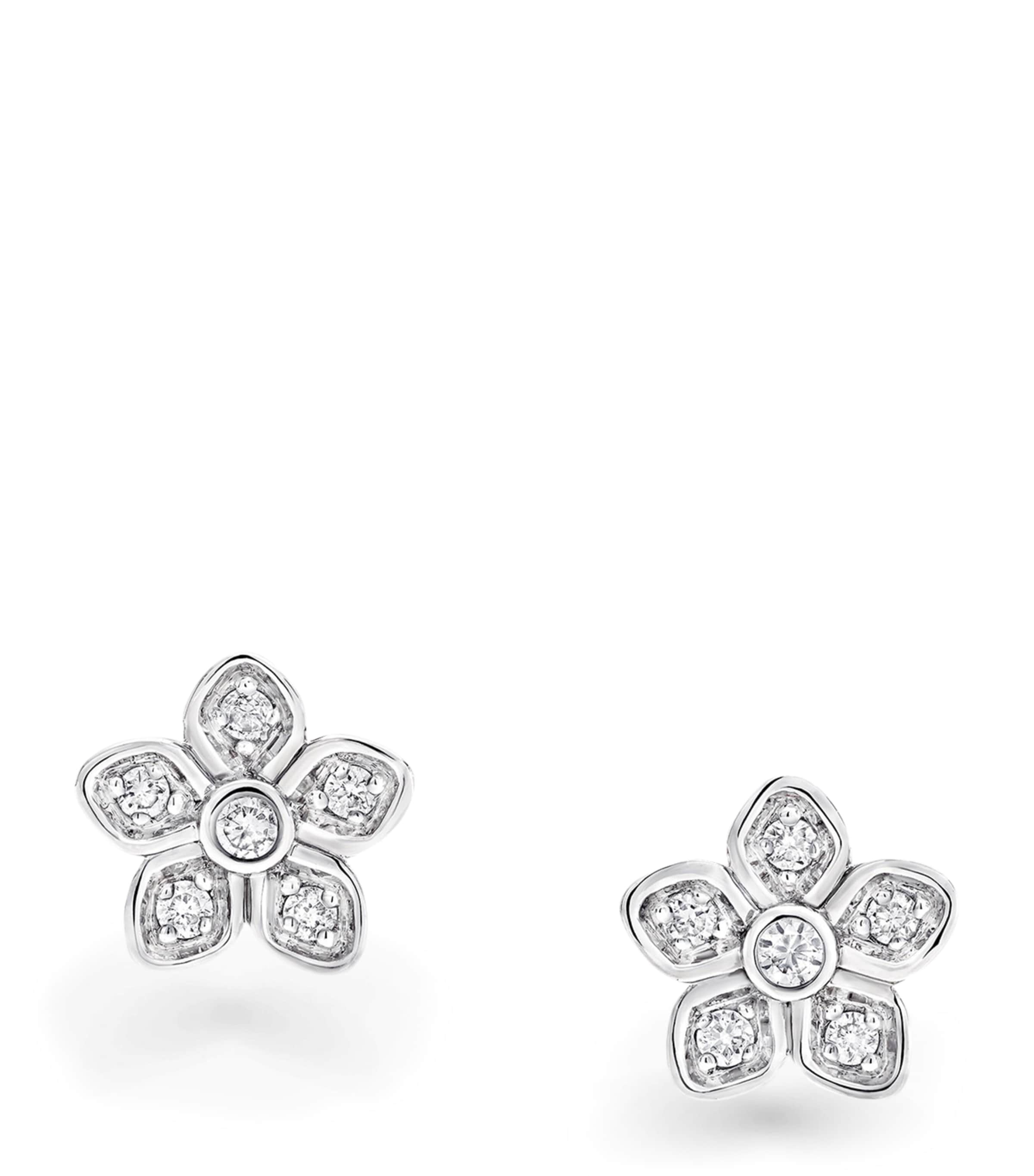 White Gold and Diamond Wild Flower Stud Earrings