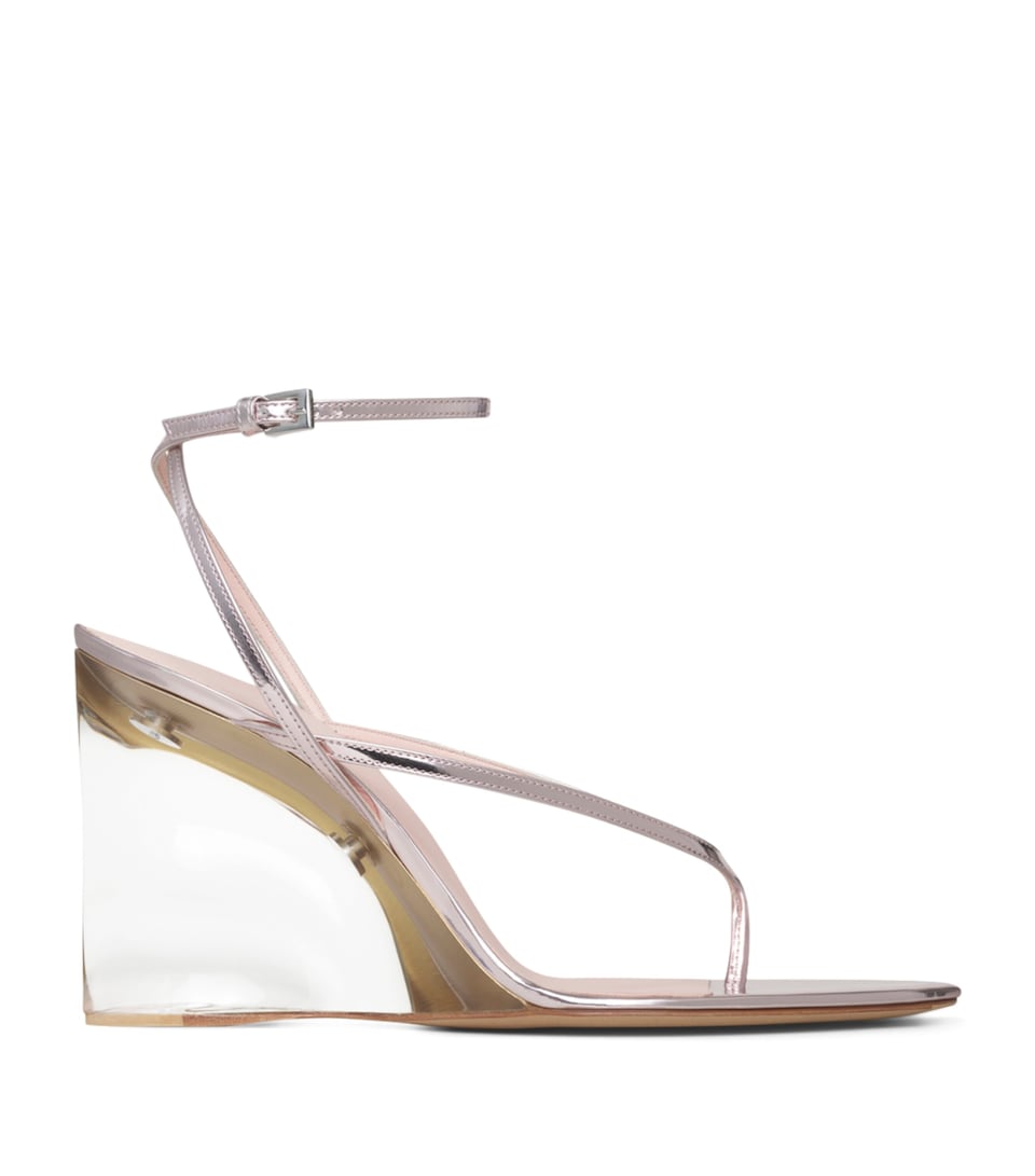 Alaïa Clear Tongs Wedge Sandals 90 Blush/argent