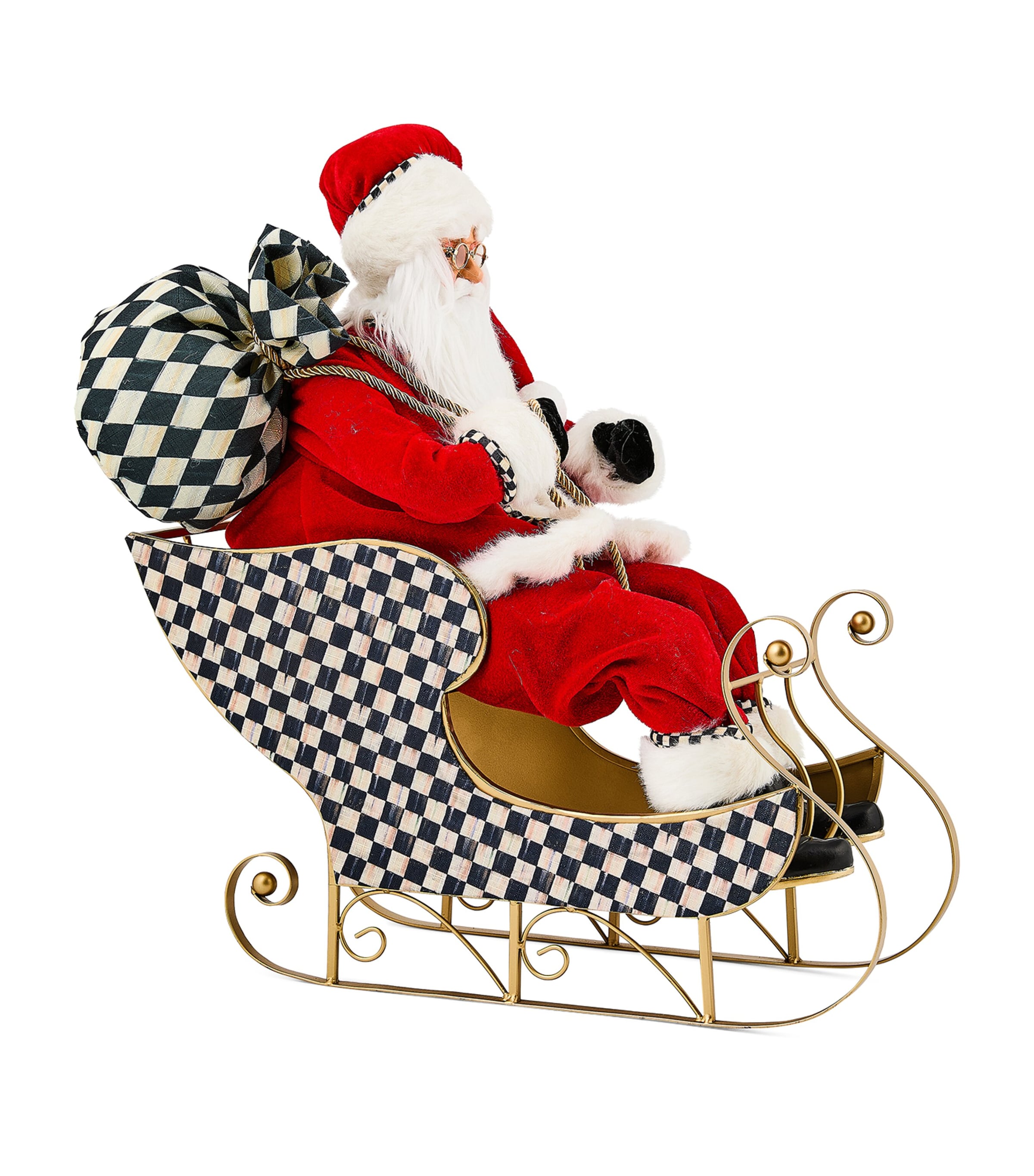 MacKenzie-Childs Classic Courtly Santa in Sleigh Ornament Red