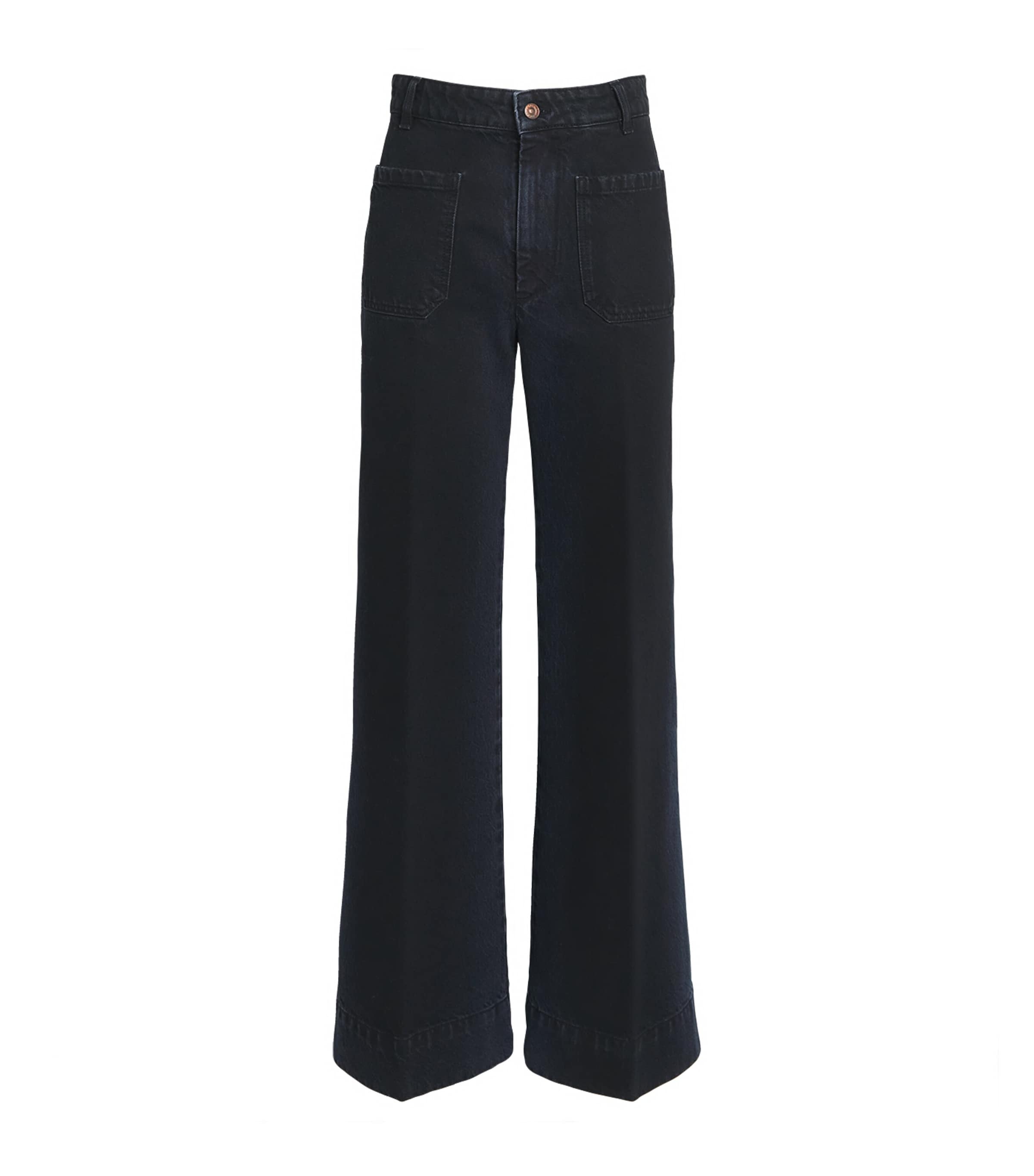 Victoria Beckham Womens Alina High-Rise Wide-Leg Jeans Ink Blue