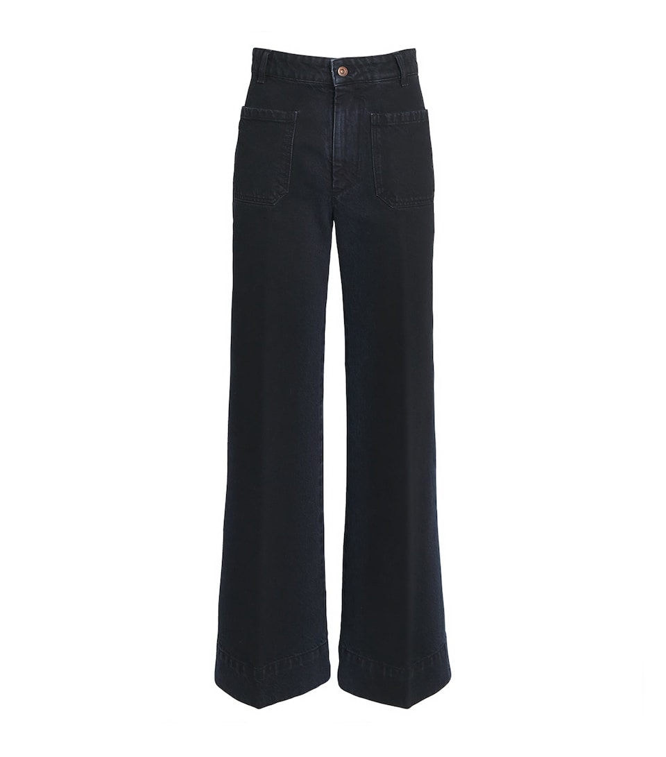 Victoria Beckham Womens Alina High-Rise Wide-Leg Jeans Ink Blue
