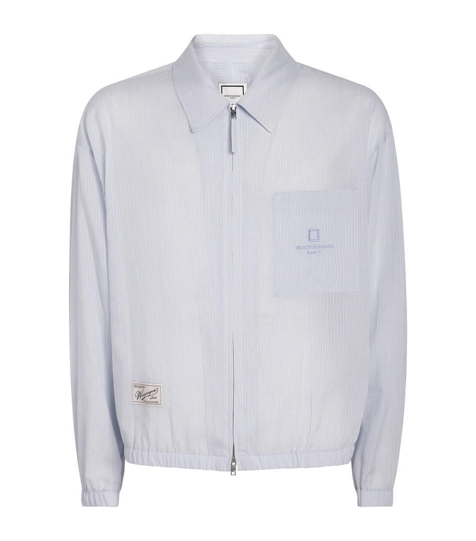 Wooyoungmi Mens Stripe Zip-Up Shirt Blue