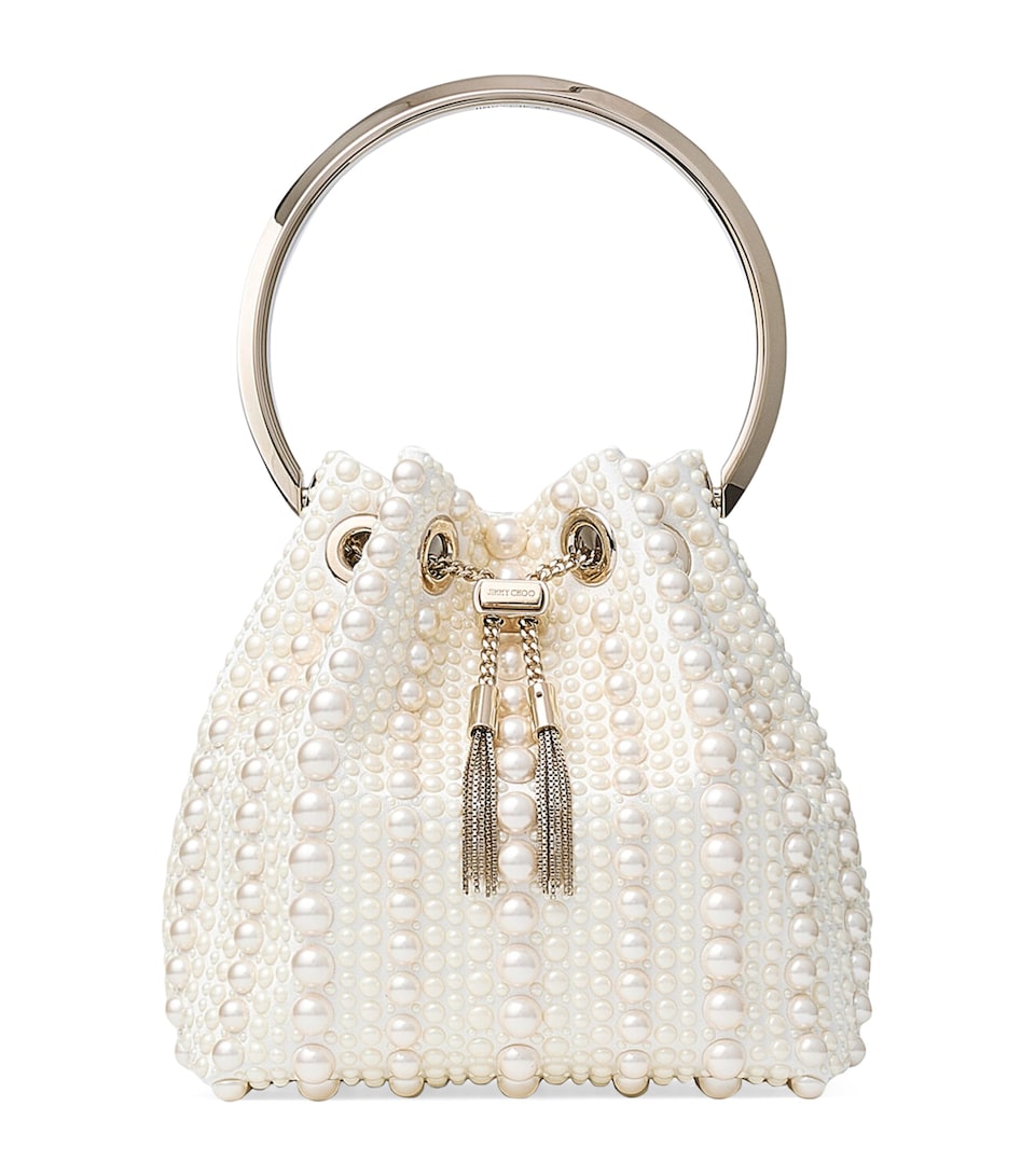 Jimmy Choo Pearl Bon Bon Top-Handle Bag Ivory