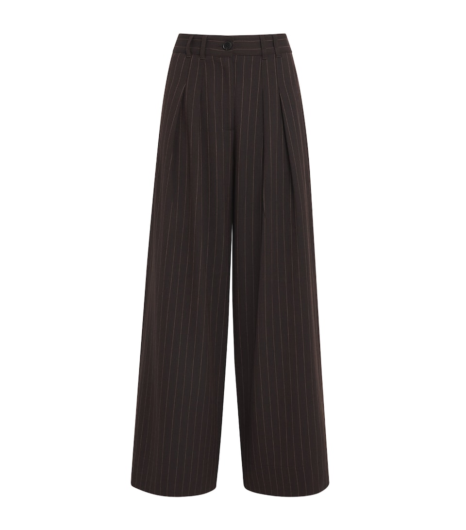 Pinstripe Wide-Leg Trousers