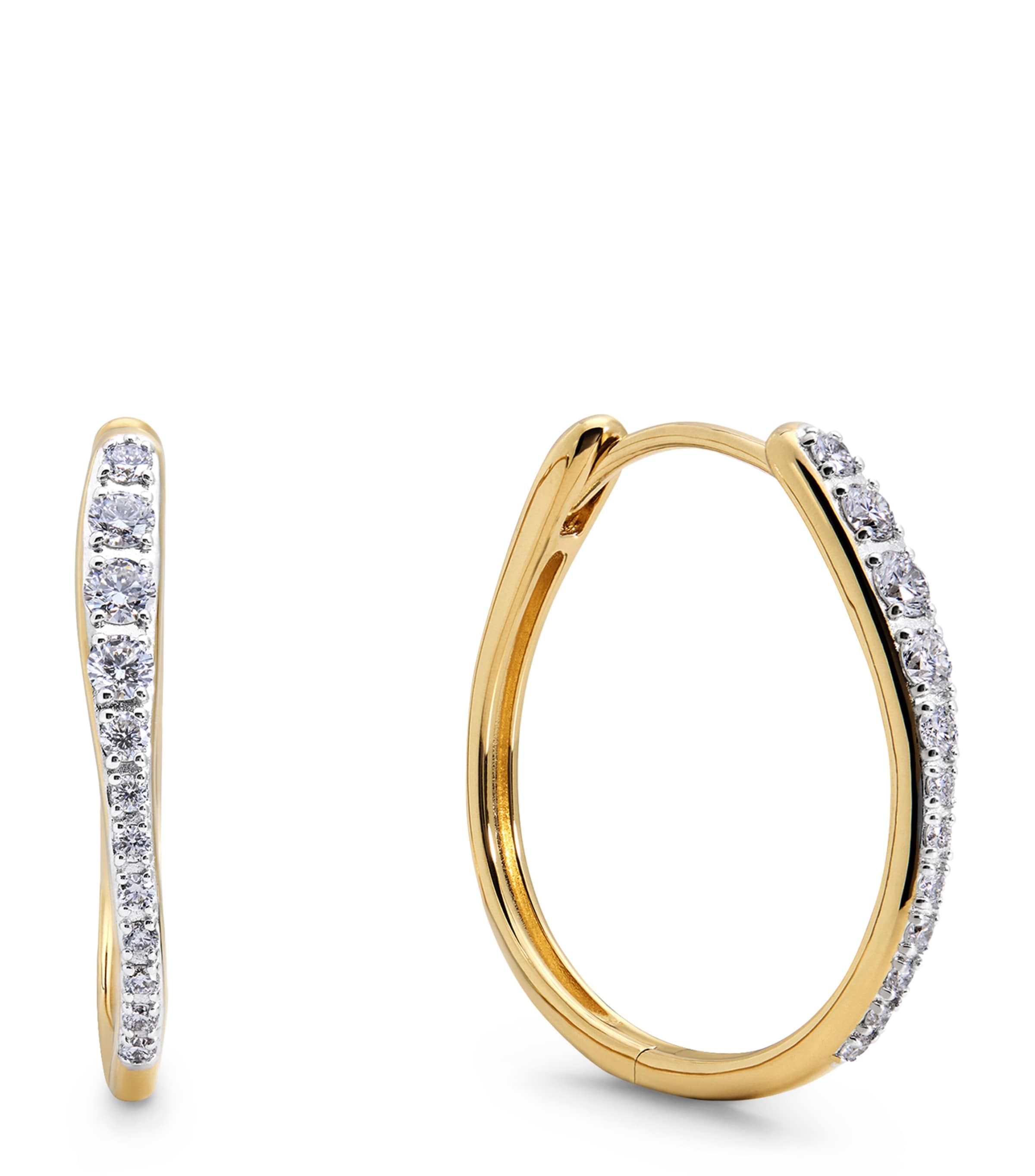 Monica Vinader Medium Gold Vermeil and Diamond Riva Hoop Earrings Gold/diamond