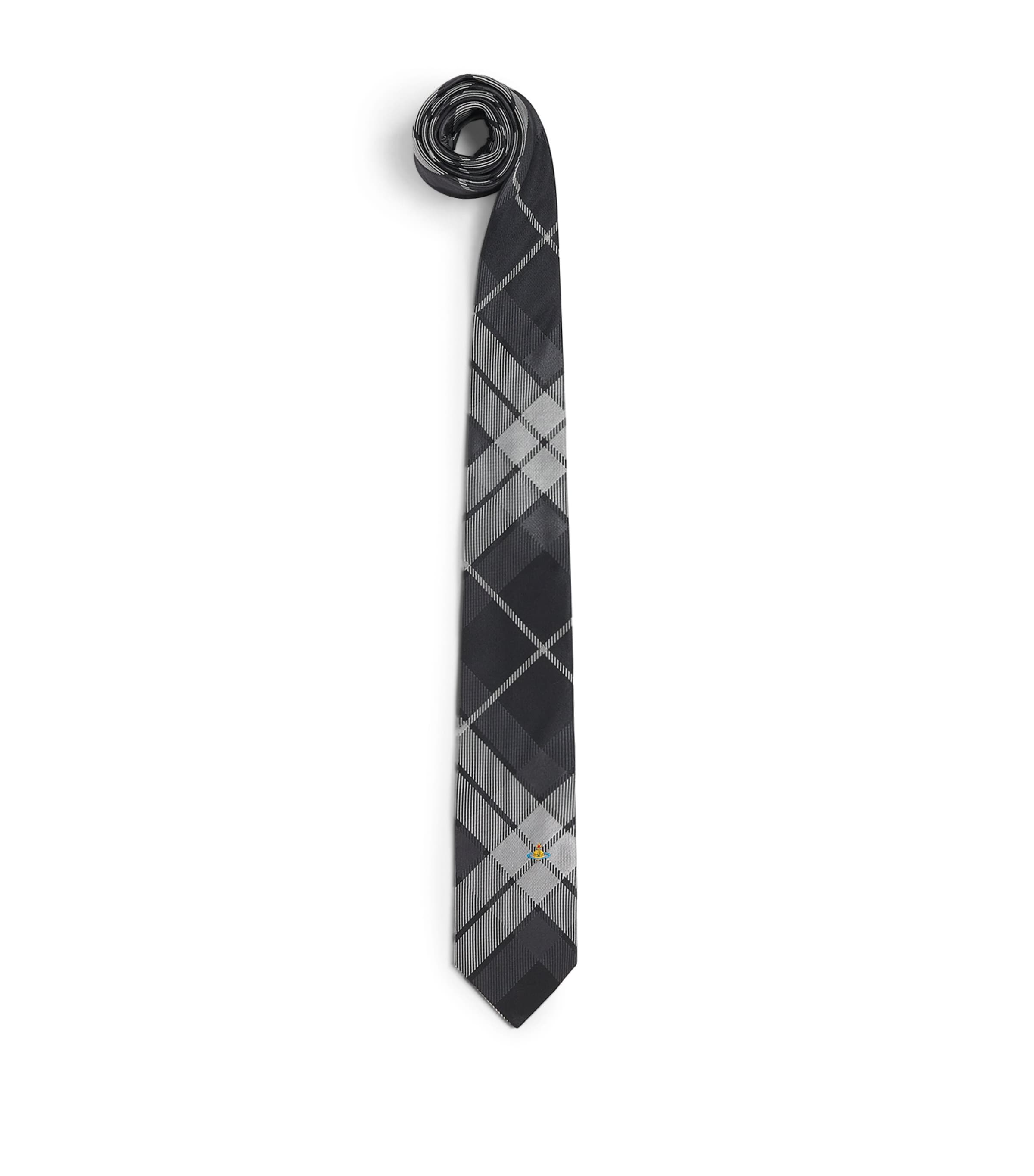 Vivienne Westwood Silk Check Orb Tie Black