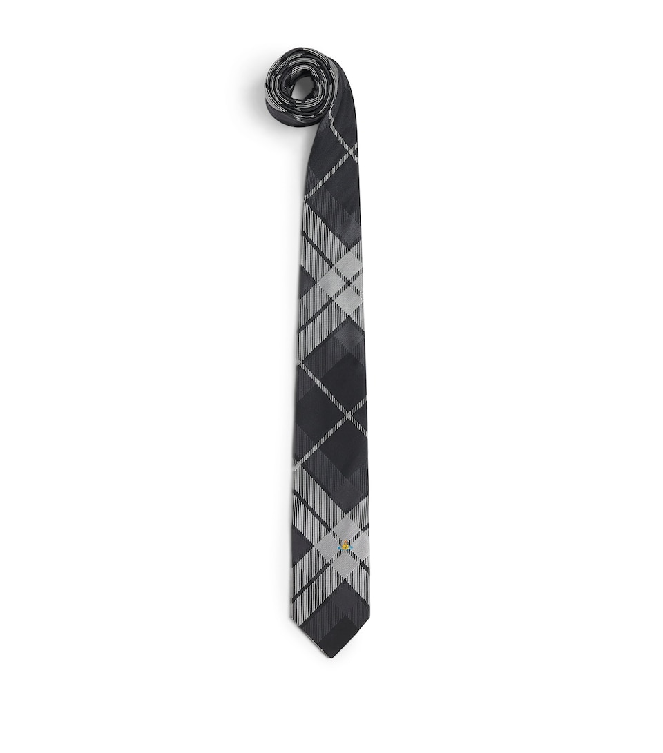 Vivienne Westwood Silk Check Orb Tie Black