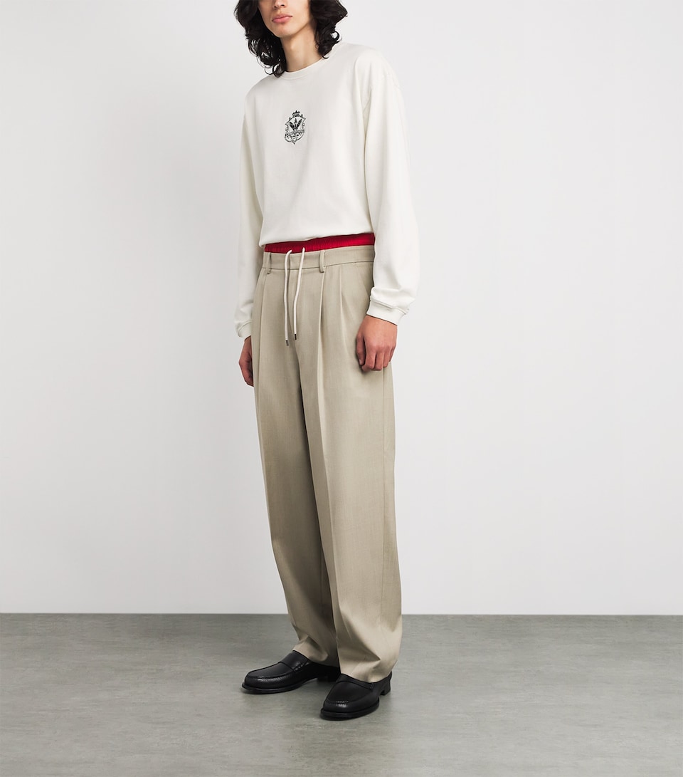 Cotton Long-Sleeve Crest T-Shirt