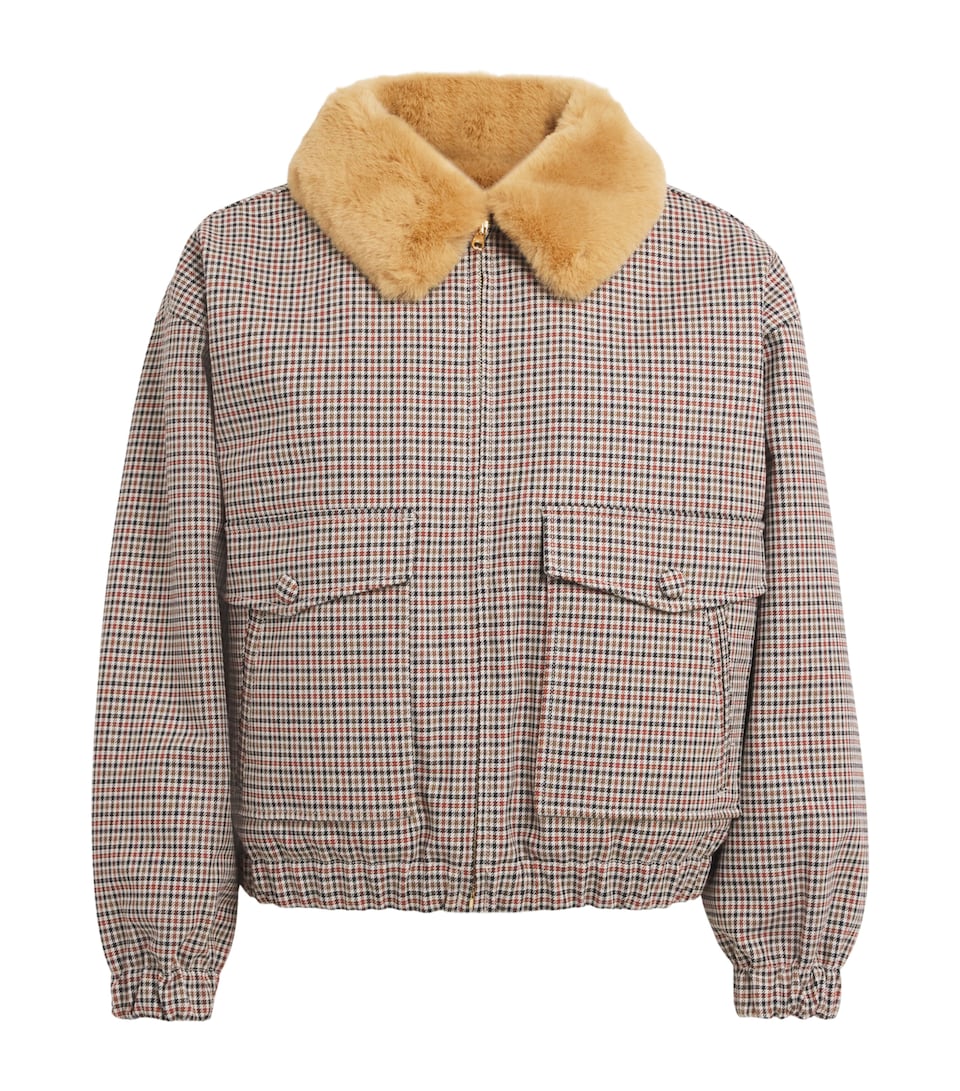 Sandro Paris Womens Faux-Fur-Lined Bomber Jacket Brown