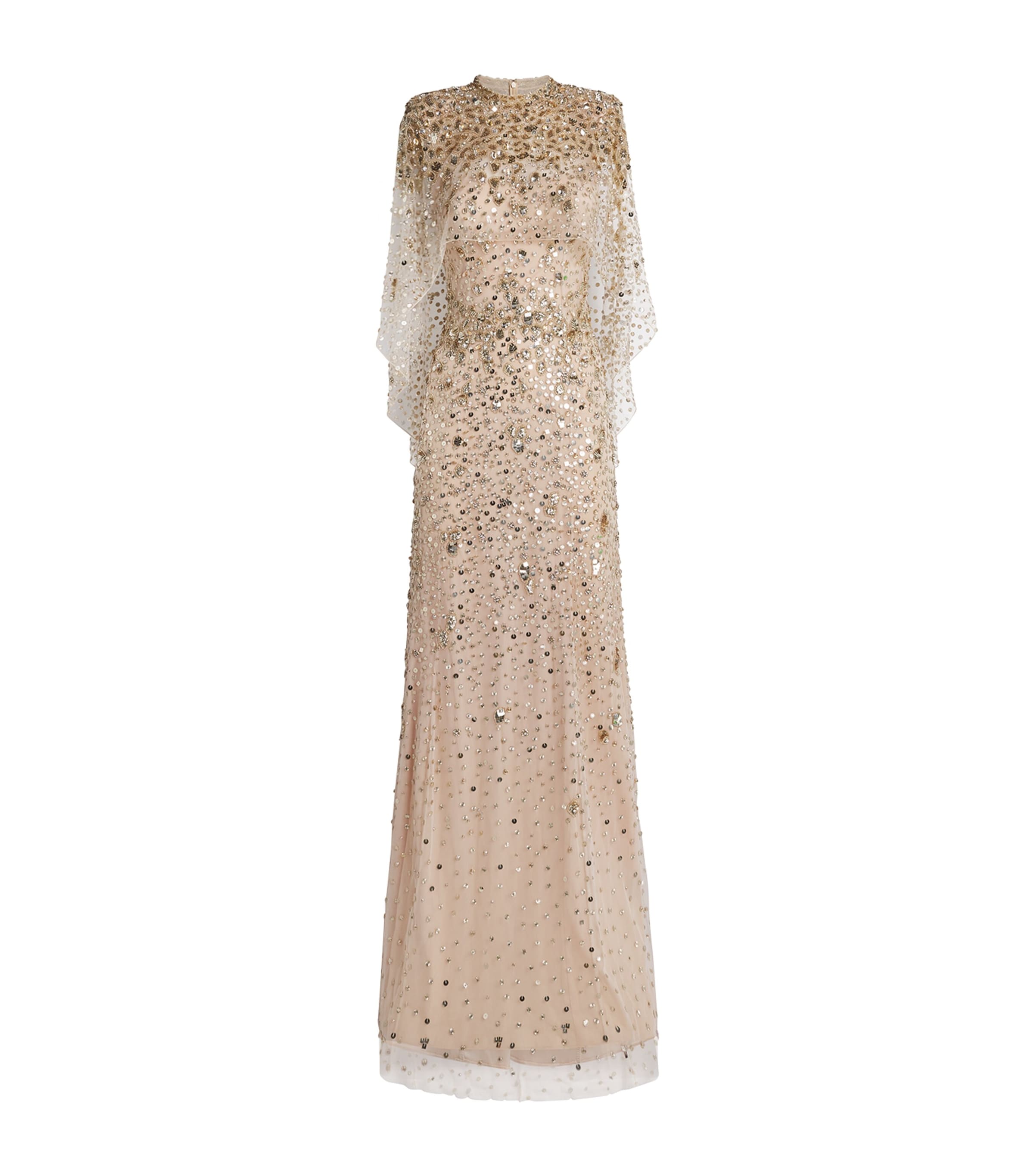 Jenny Packham Womens Embellished Gracie Gown Illusion