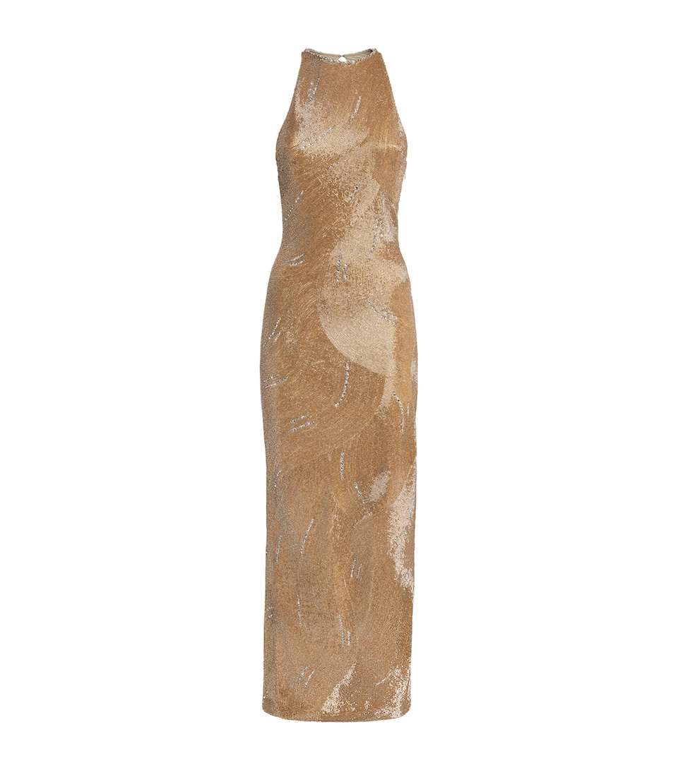 Clio Peppiatt Womens Embellished Delphine Maxi Gown Champagne