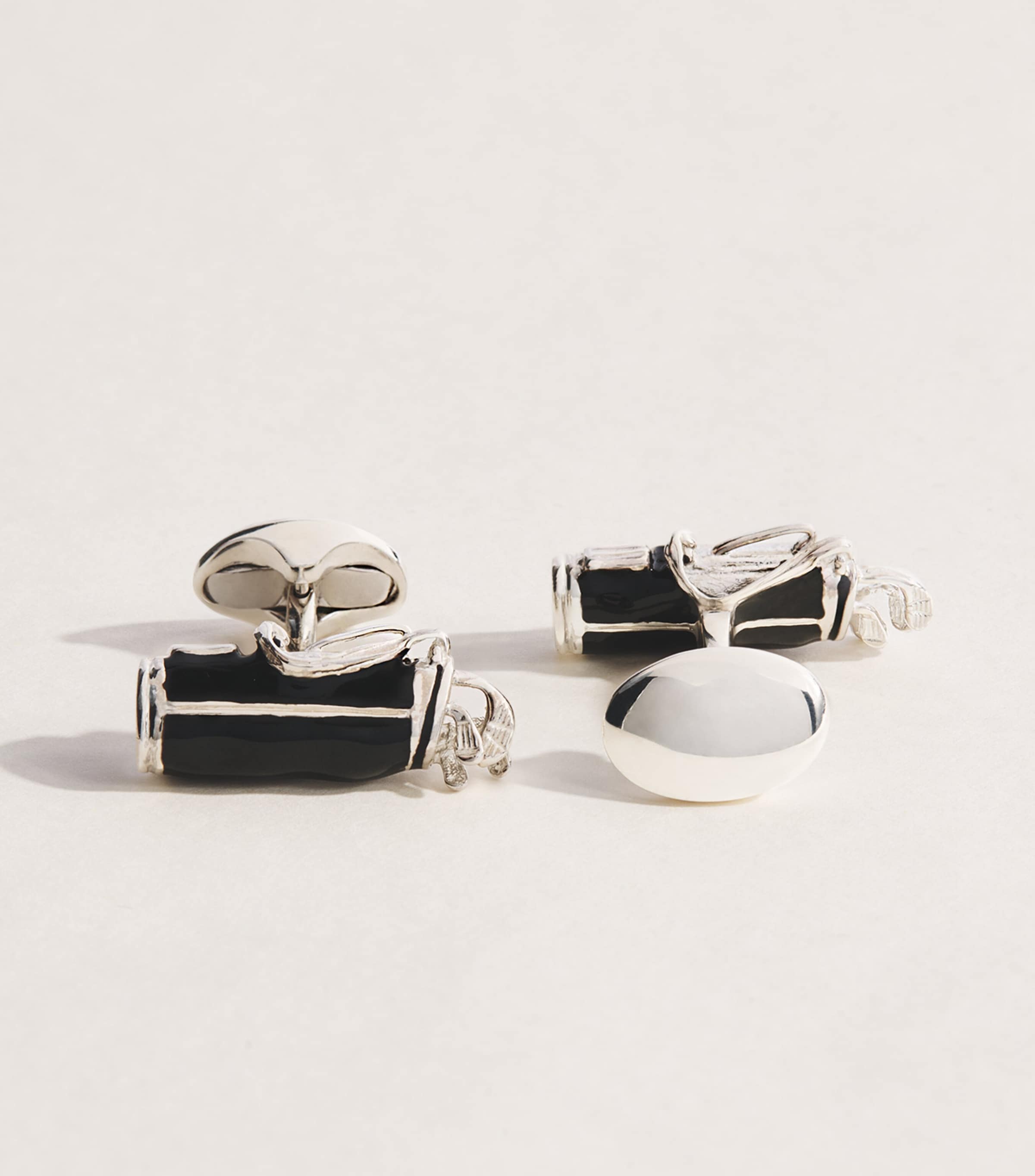 Deakin & Francis Sterling Silver and Enamel Golf Cufflinks Silver