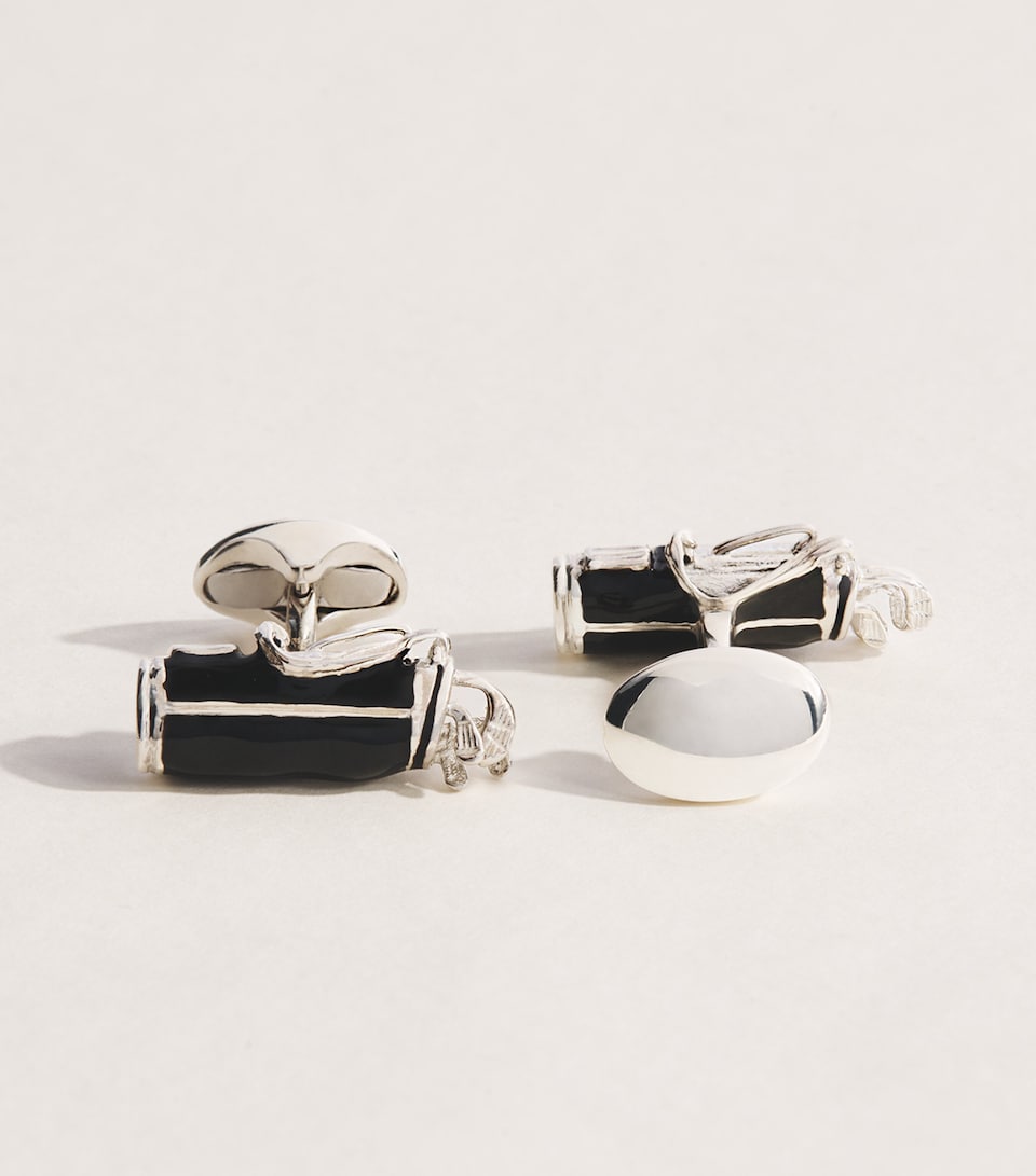 Deakin & Francis Sterling Silver and Enamel Golf Cufflinks Silver