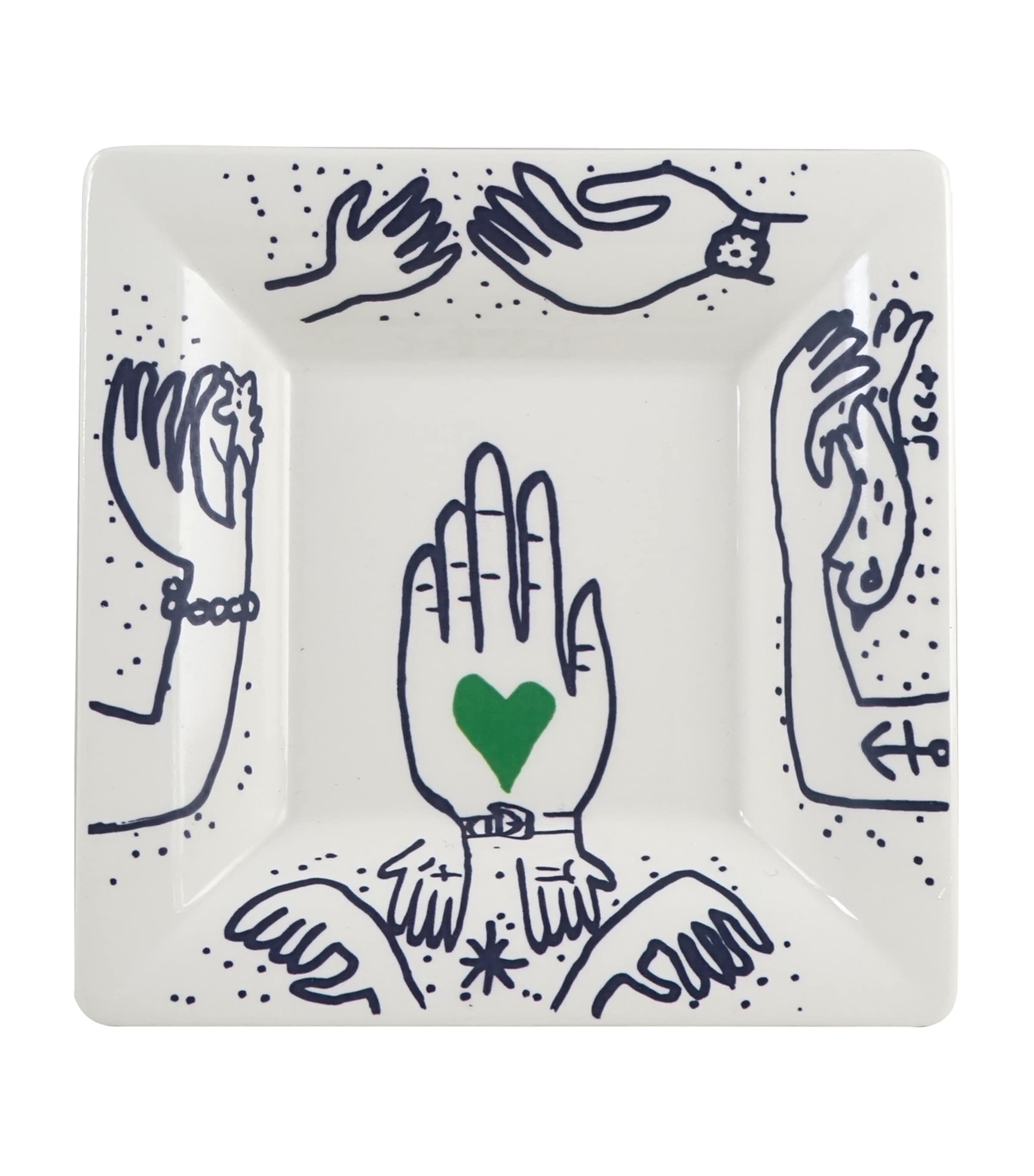 Gien L'Archipel Sentimental Square Candy Tray (17cm) White, Blue