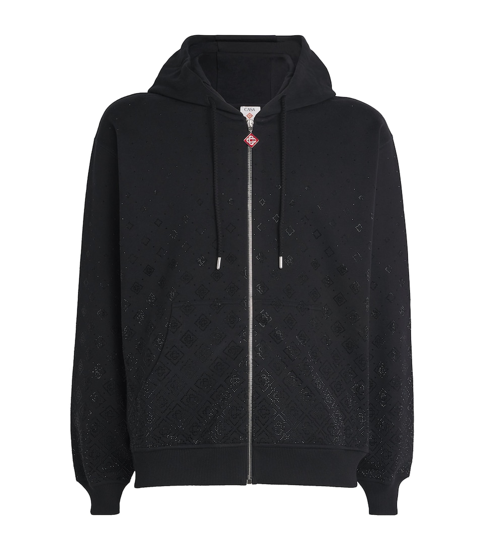 Crystal Monogram Zip-Up Hoodie
