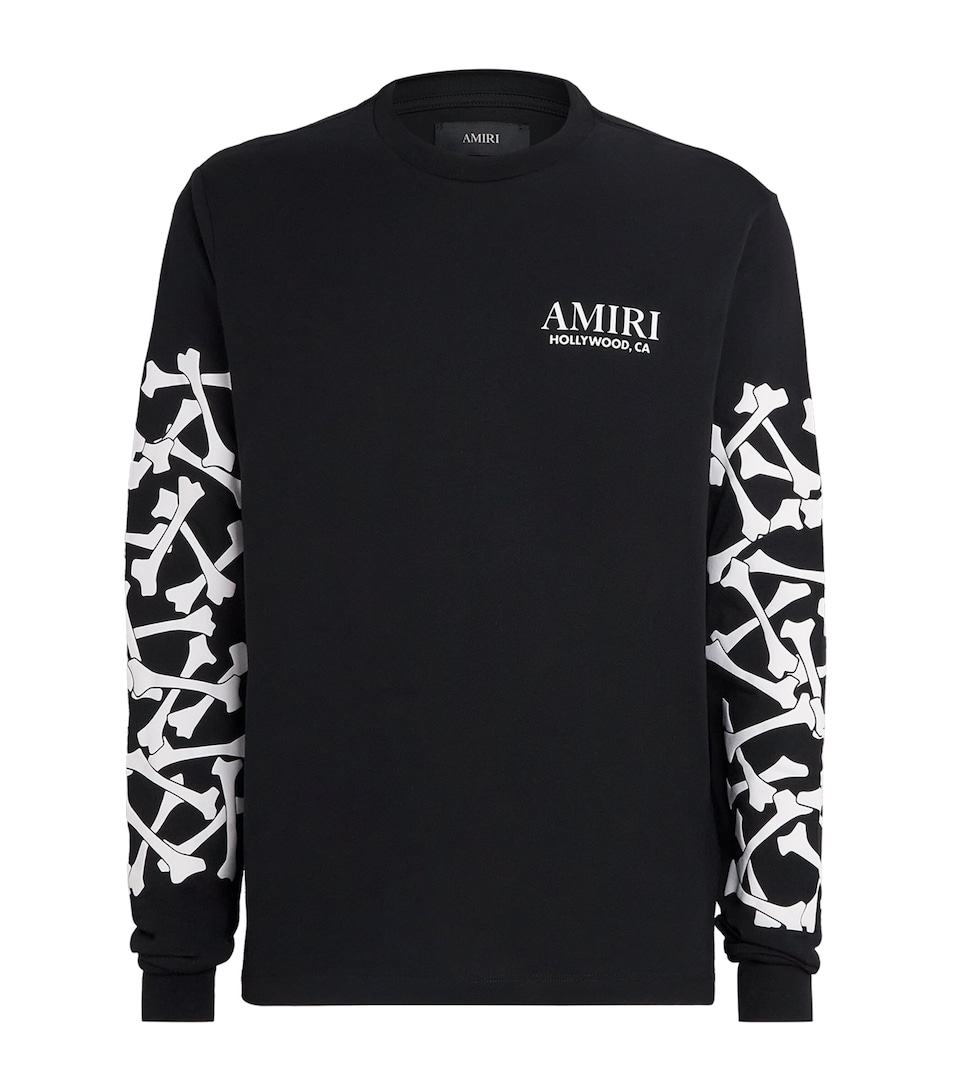 AMIRI Mens Cotton Stacked Bones Long-Sleeve T-Shirt Black