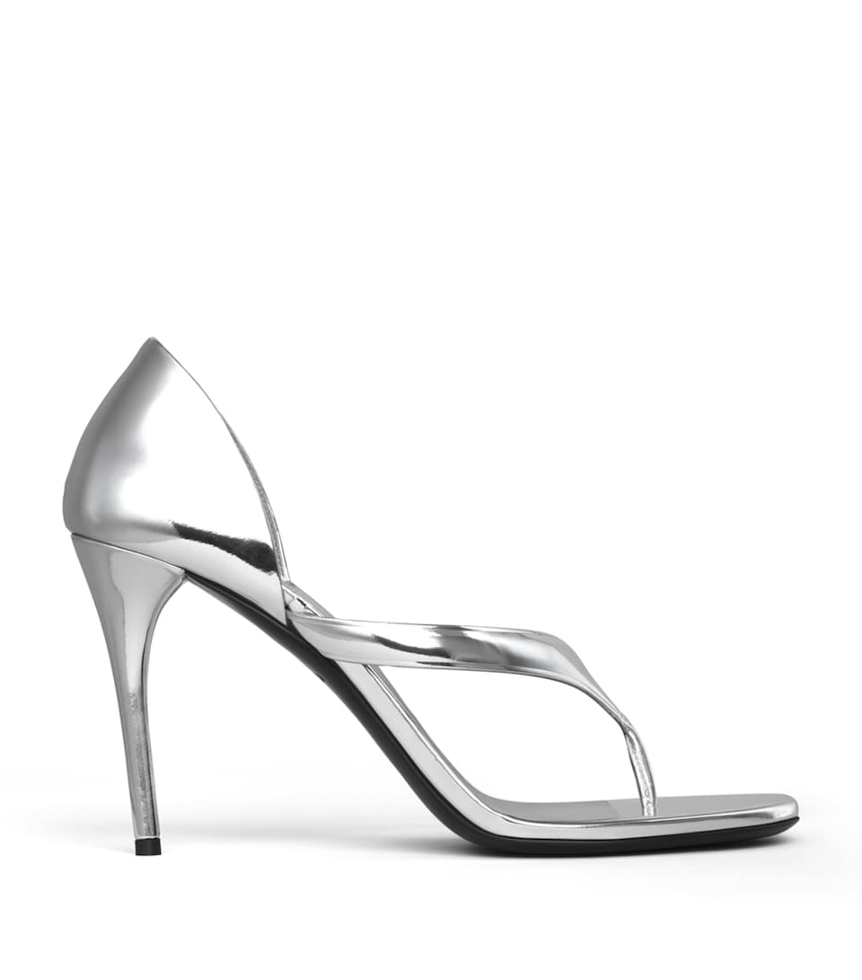 Alaïa Laminated Leather Infradito Sandals 90 White Silver
