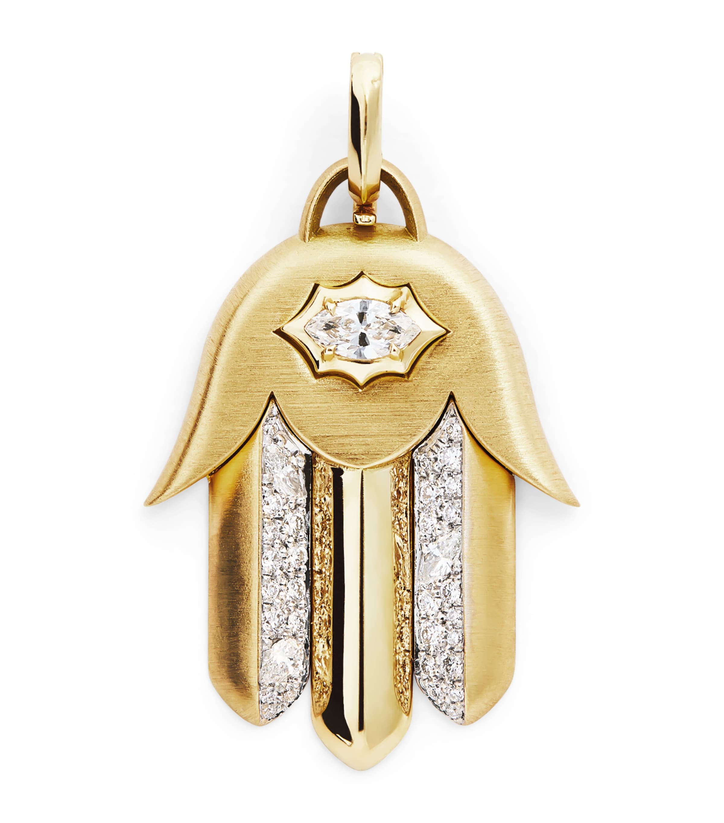 Yellow Gold and Diamond Hamsa Charm