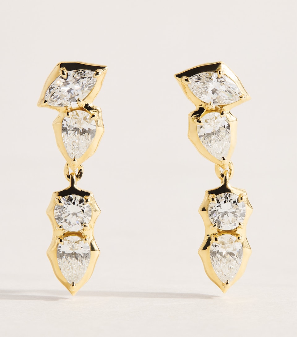 Jade Trau Yellow Gold and Diamond Posey Stud Earrings Yellow Gold