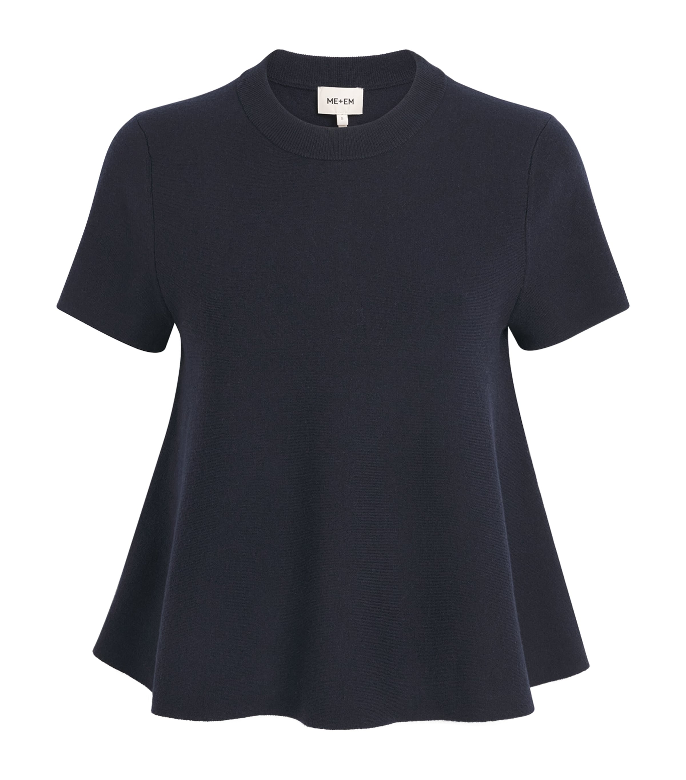 ME+EM Womens Wool-Blend Swing T-Shirt Navy